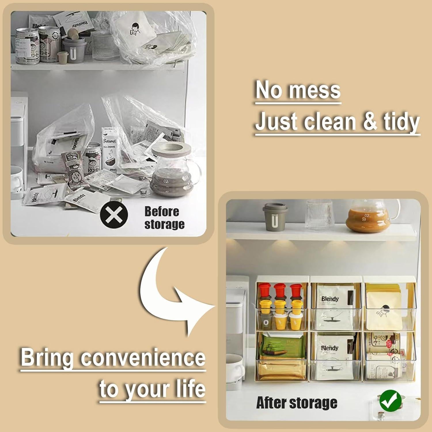 Organizador de Bolsas de Té Acrílico BILLION GOLD 2 Cajones Blanco