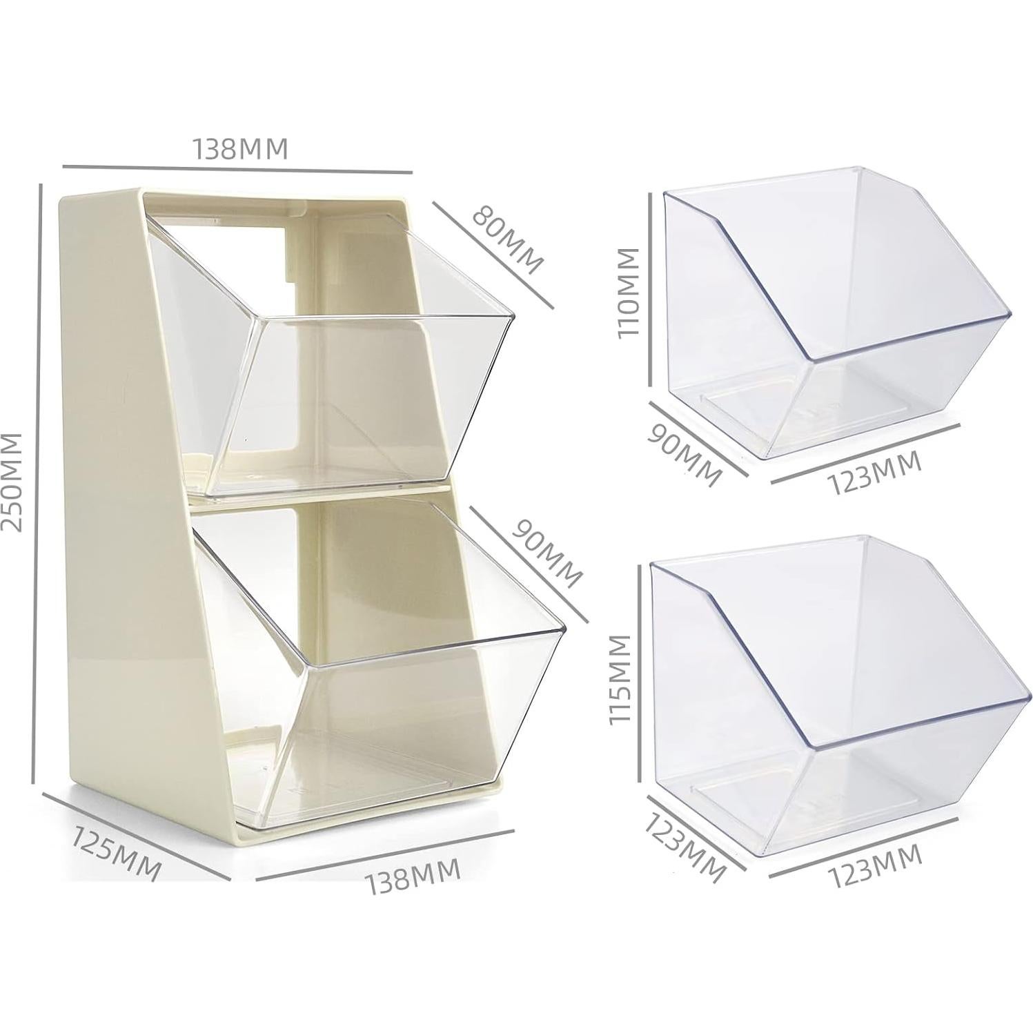 Organizador de Bolsas de Té Acrílico BILLION GOLD 2 Cajones Blanco