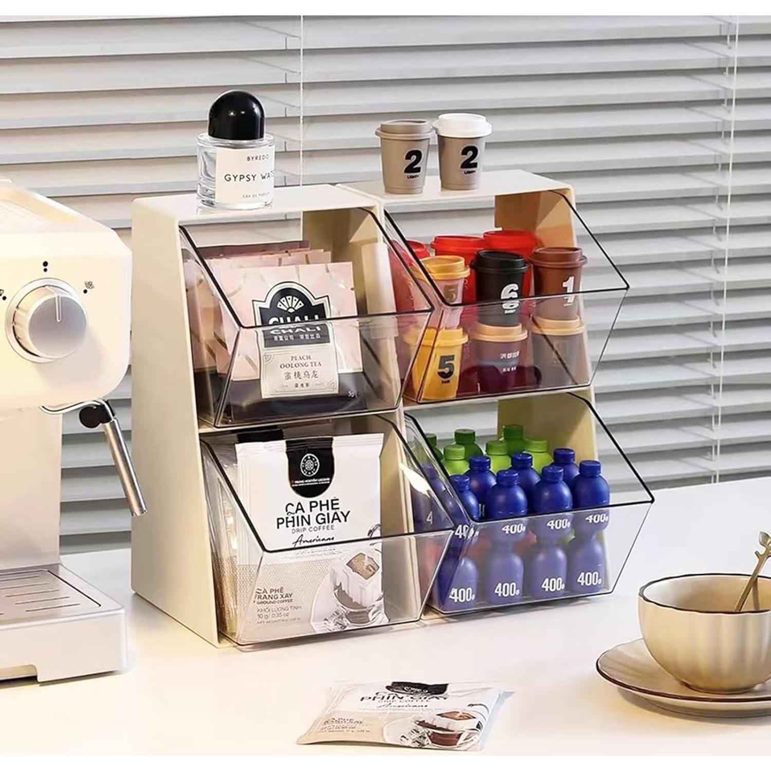 Organizador de Bolsas de Té Acrílico BILLION GOLD 2 Cajones Blanco