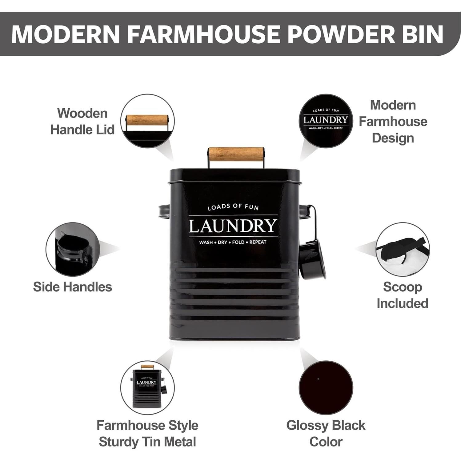 Contenedor de Polvo de Lavandería Calindiana Negro 2.72 kg