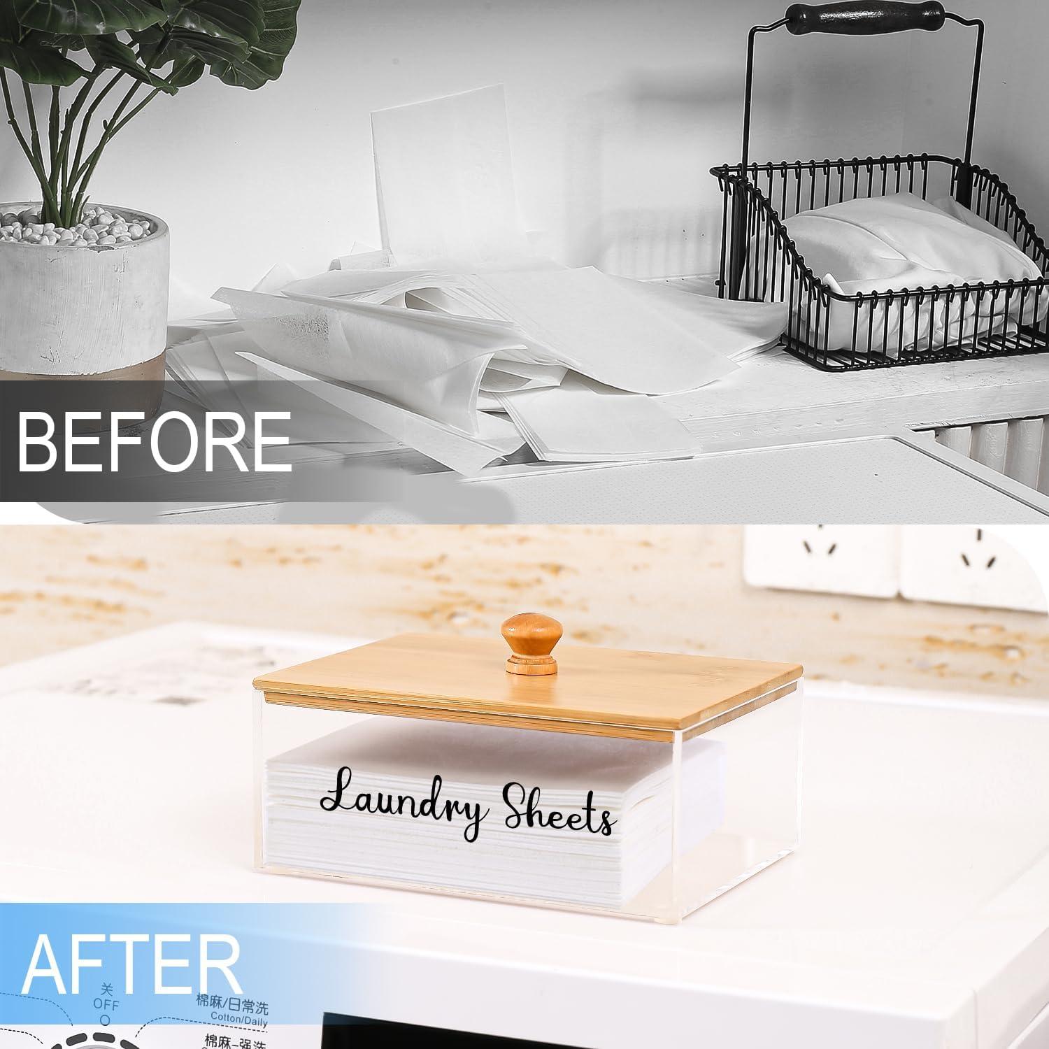 Soporte de Hojas de Lavandería VOTLEVT Acrílico y Bambú 16.5x12.8x6.7 cm