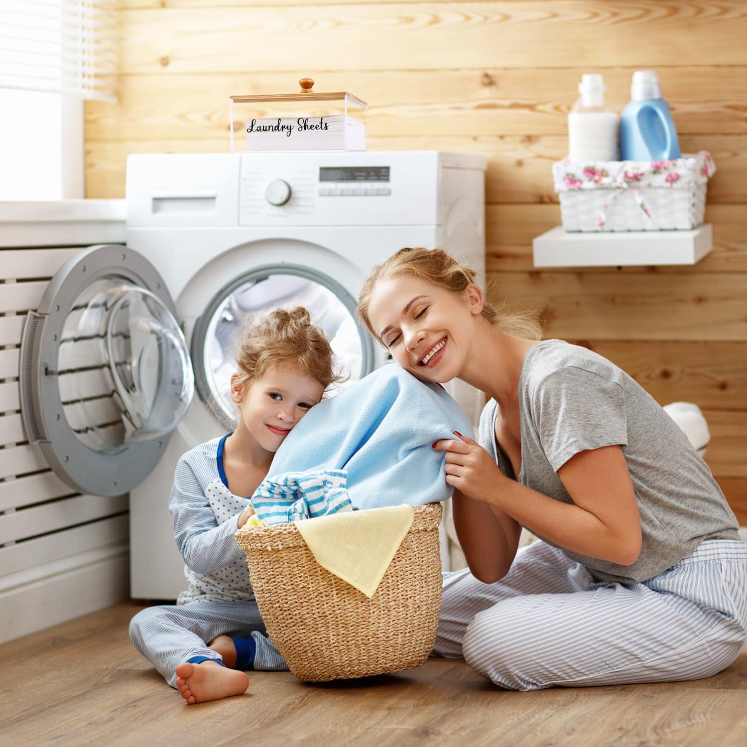 Soporte de Hojas de Lavandería VOTLEVT Acrílico y Bambú 16.5x12.8x6.7 cm