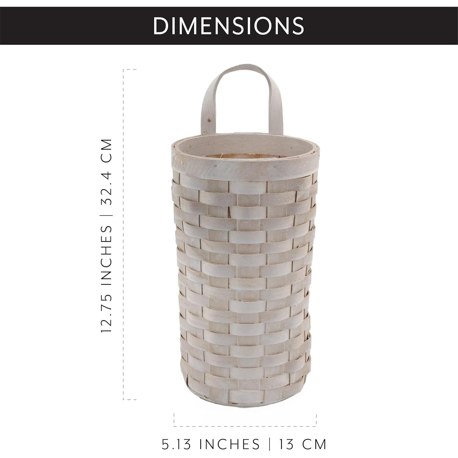 AuldHome Design Wicker Grocery Bag Holder (Whitewashed); Wall-Mounted Rustic Farmhouse Plastic Bag Dispenser for Kitchen or Laundry Room