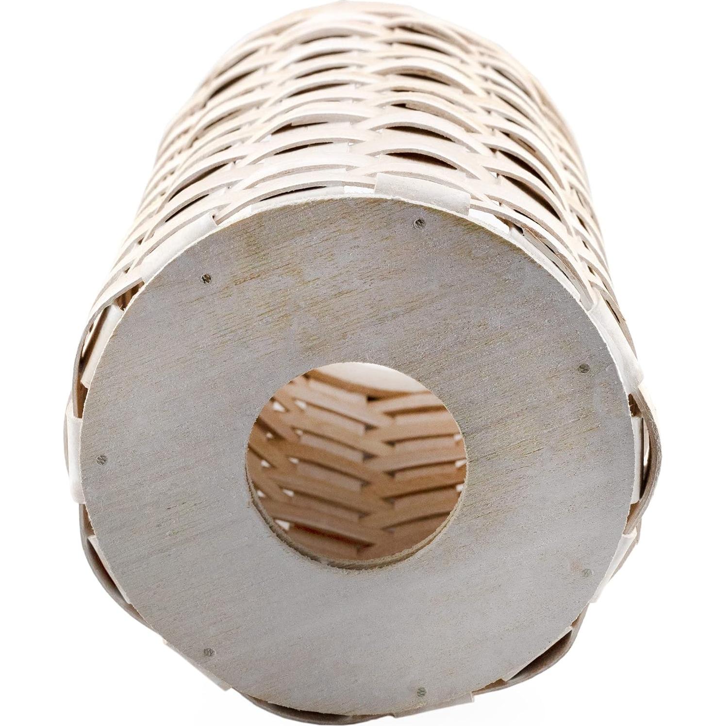 AuldHome Design Wicker Grocery Bag Holder (Whitewashed); Wall-Mounted Rustic Farmhouse Plastic Bag Dispenser for Kitchen or Laundry Room