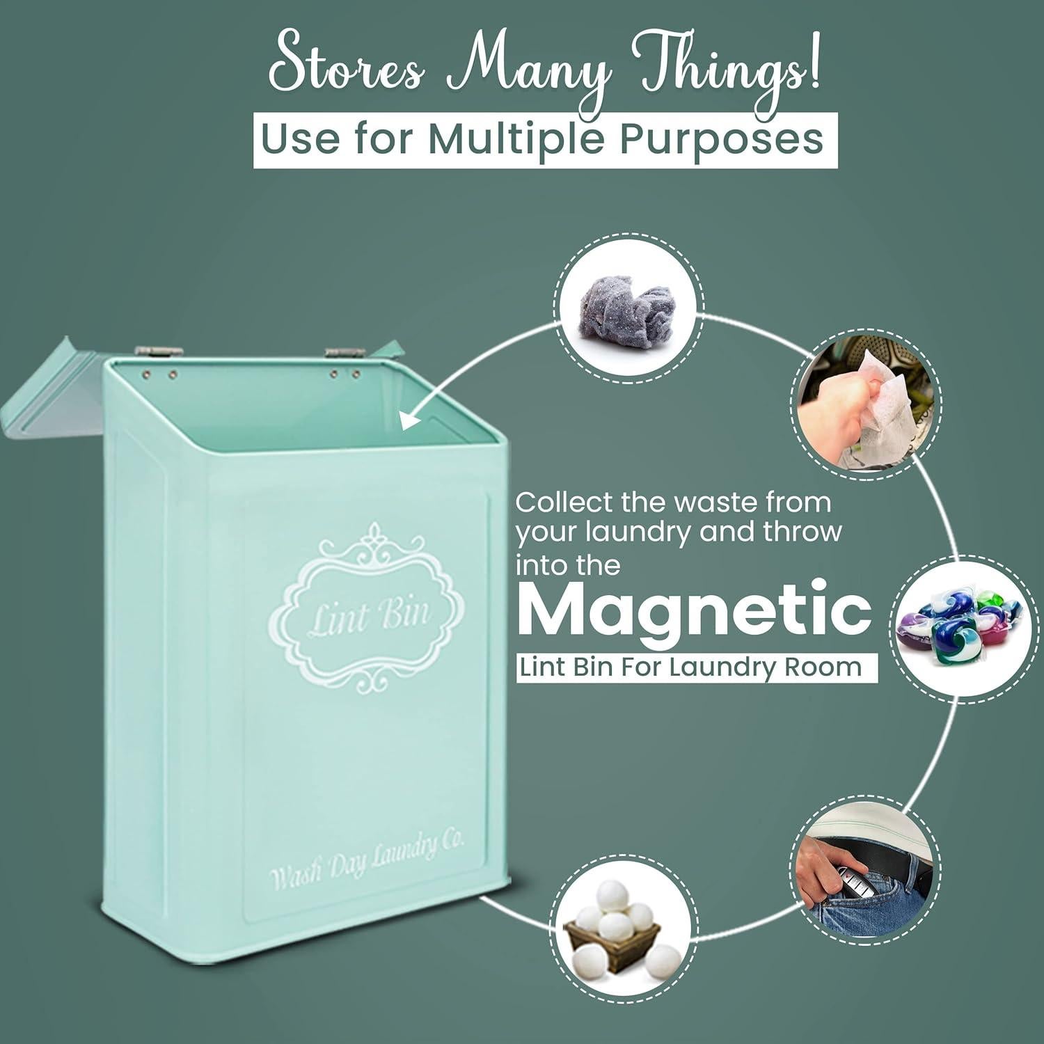 Bin de Lint Magnético Wash Day Laundry Co. Verde 18.5x26.7cm