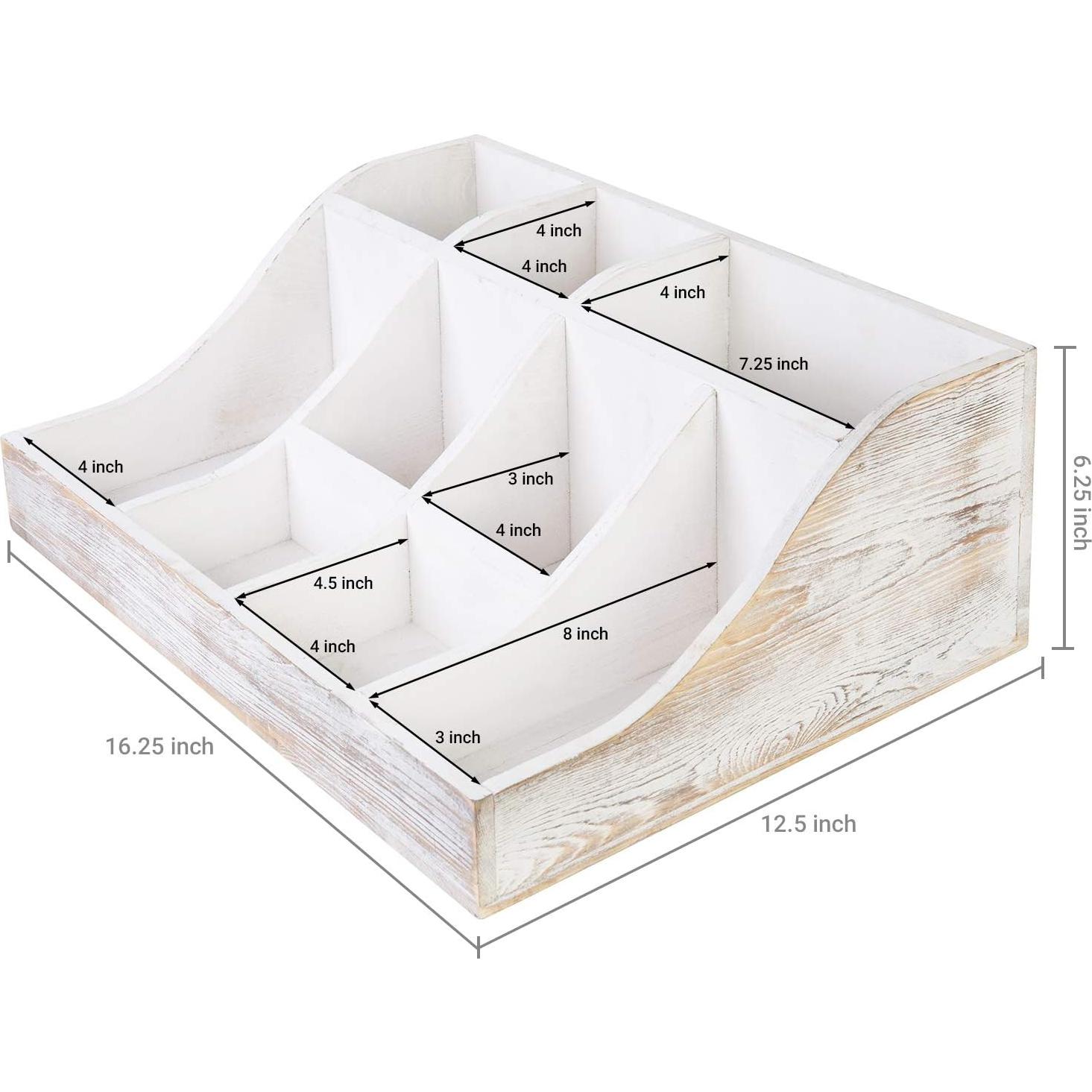 Organizador de Bar de Café MyGift 9 Compartimentos Madera Blanqueada