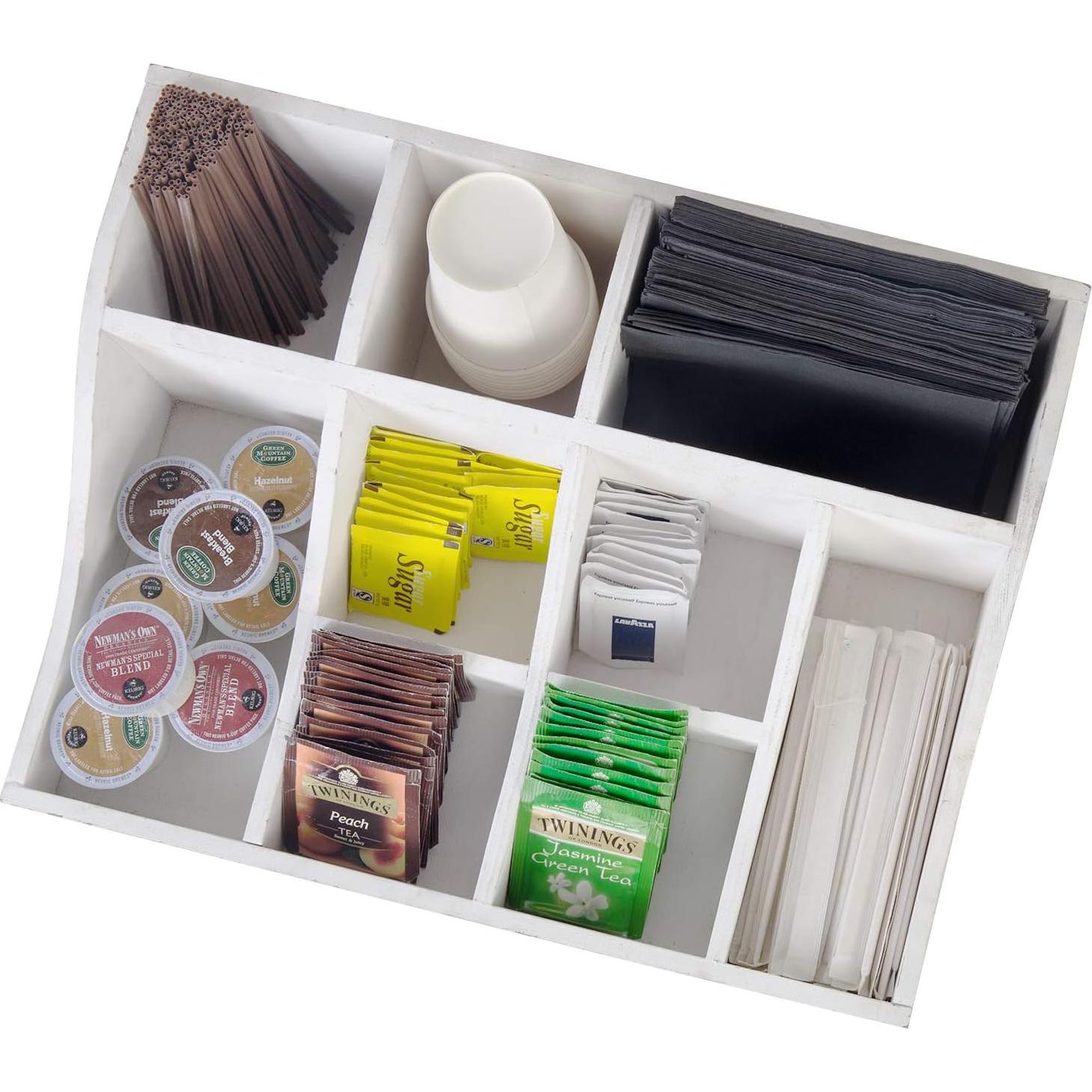 Organizador de Bar de Café MyGift 9 Compartimentos Madera Blanqueada