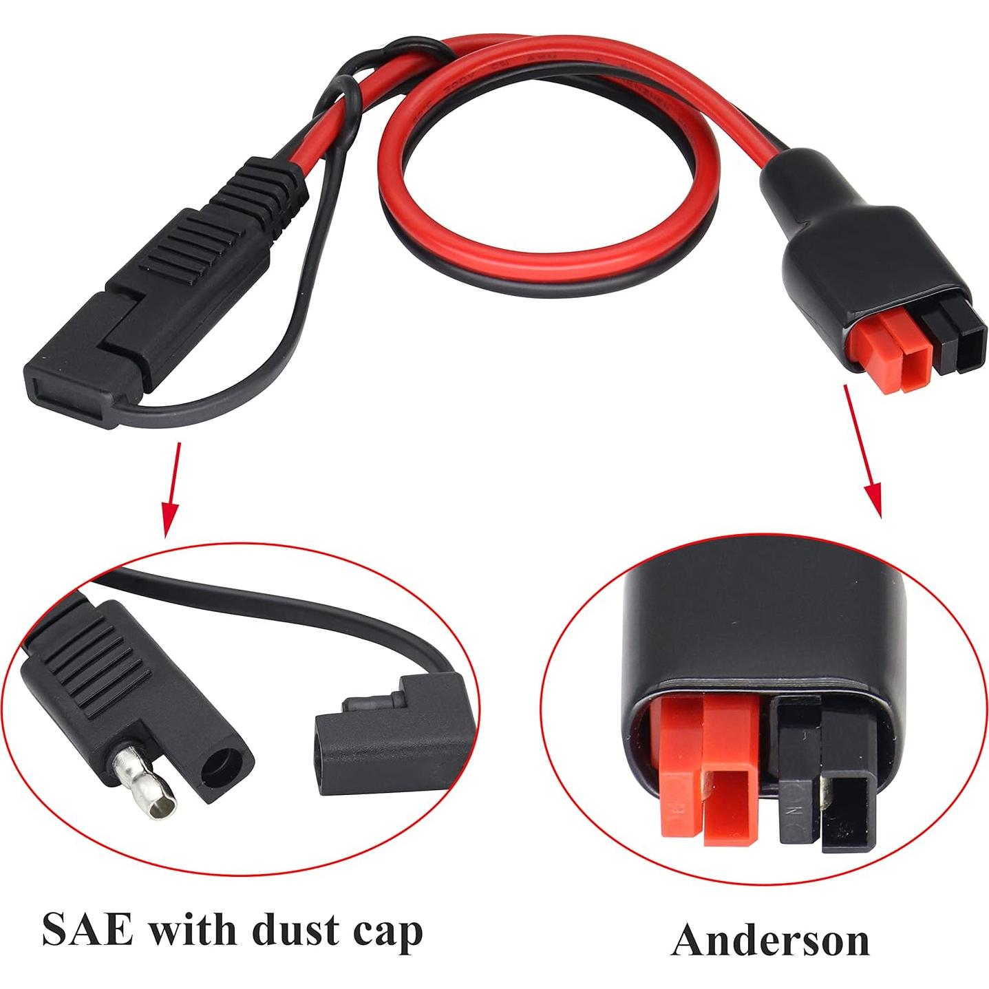 Adaptador Solar SAE a Anderson 12AWG 30 cm HCFeng