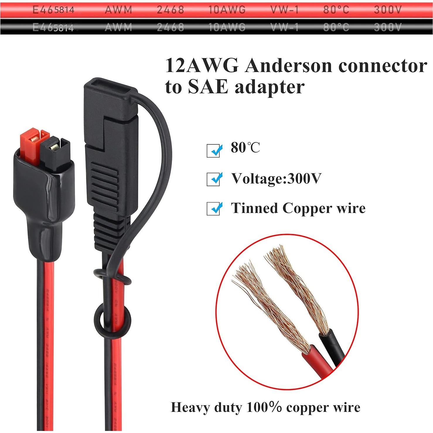 Adaptador Solar SAE a Anderson 12AWG 30 cm HCFeng