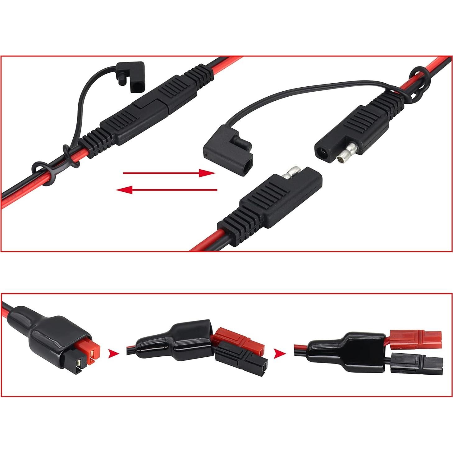 Adaptador Solar SAE a Anderson 12AWG 30 cm HCFeng