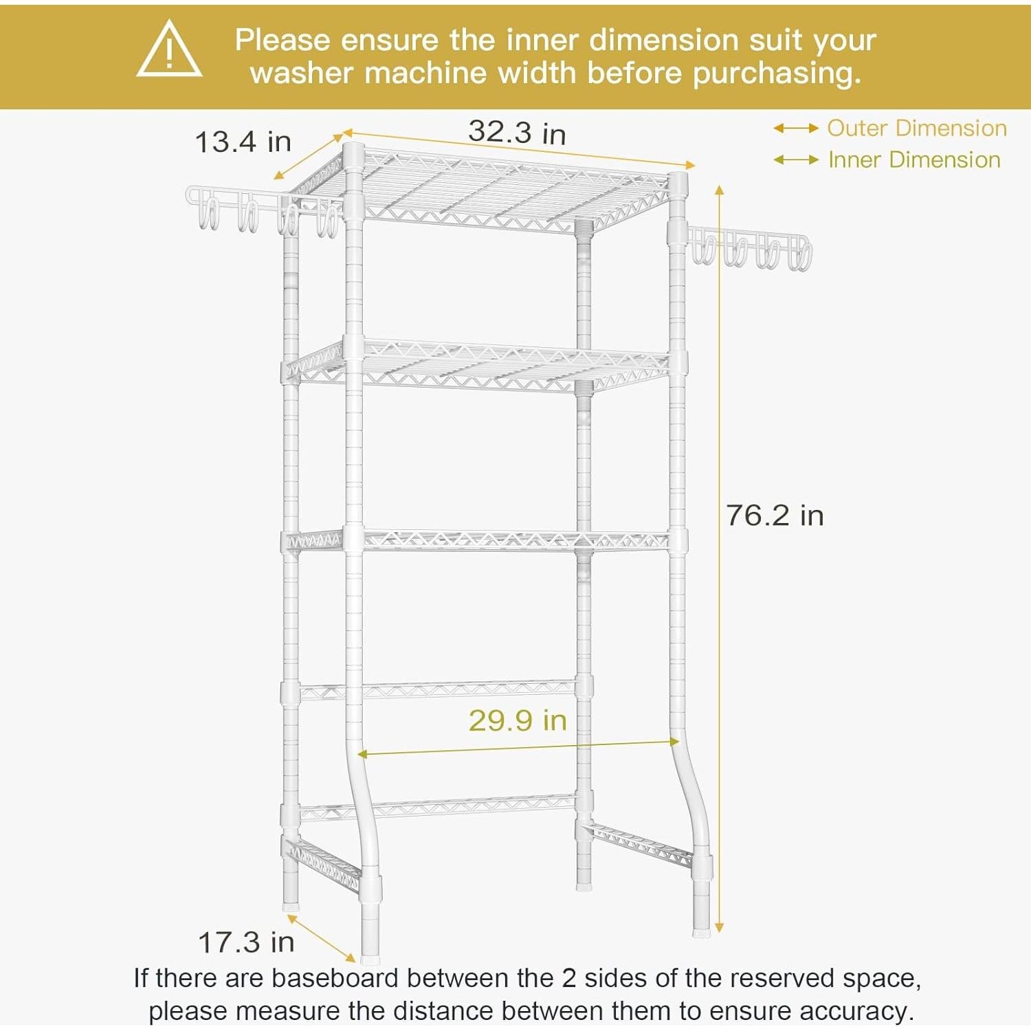 Estante de Lavandería Ulif U8 Mediano Blanco 82x44x193 cm