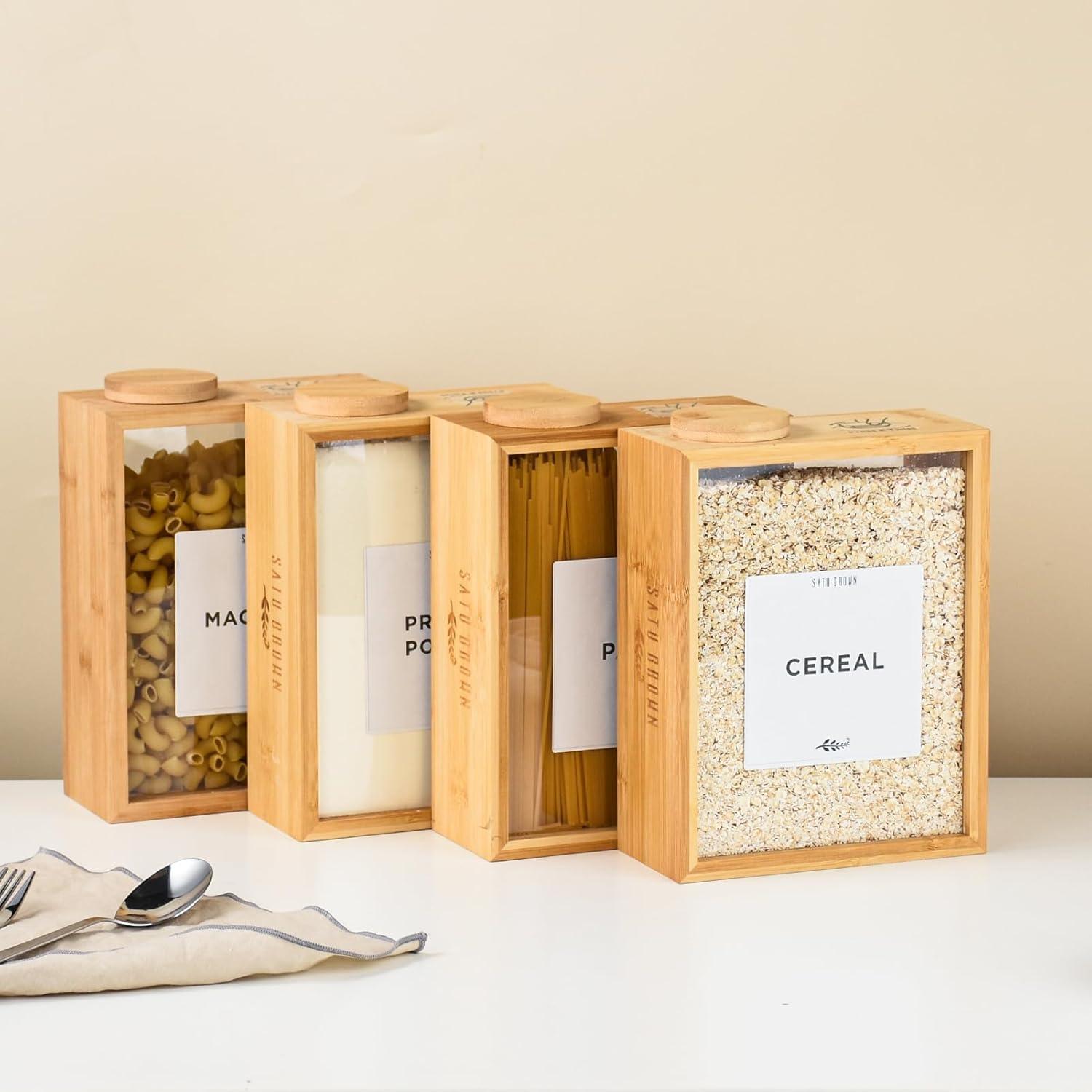 Contenedor Hermético de Cereal de Bambú SATU BROWN 3L