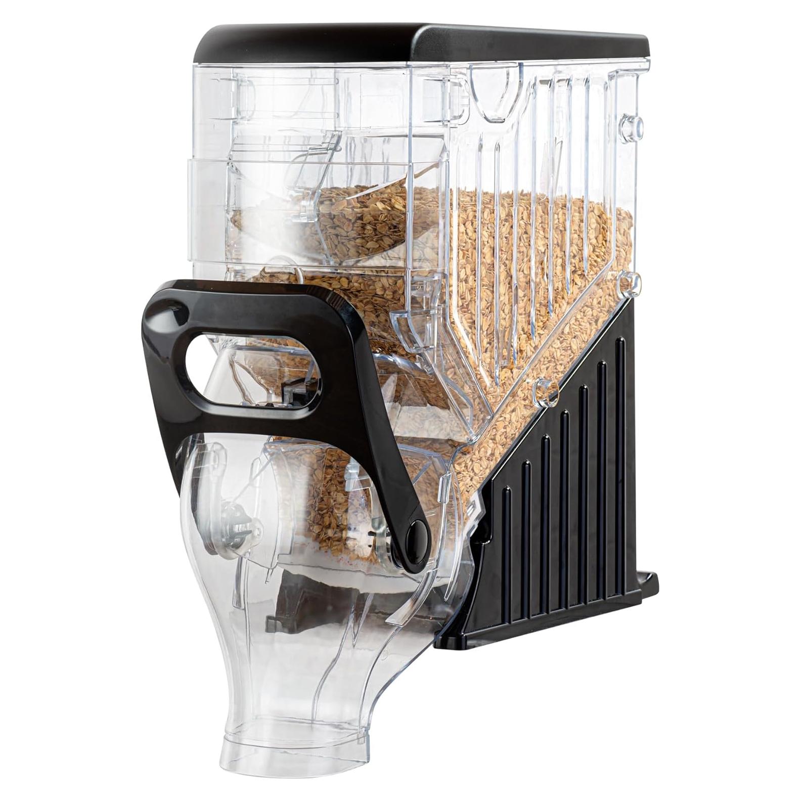 Restaurantware-Met Lux 2.1 Gallon Dry Food Dispenser, 1 Airtight Cereal Dispenser - With Base Stand, Single Control, 1 Black Plastic Grain Holder, For Snacks, Nuts, Or Coffee Beans