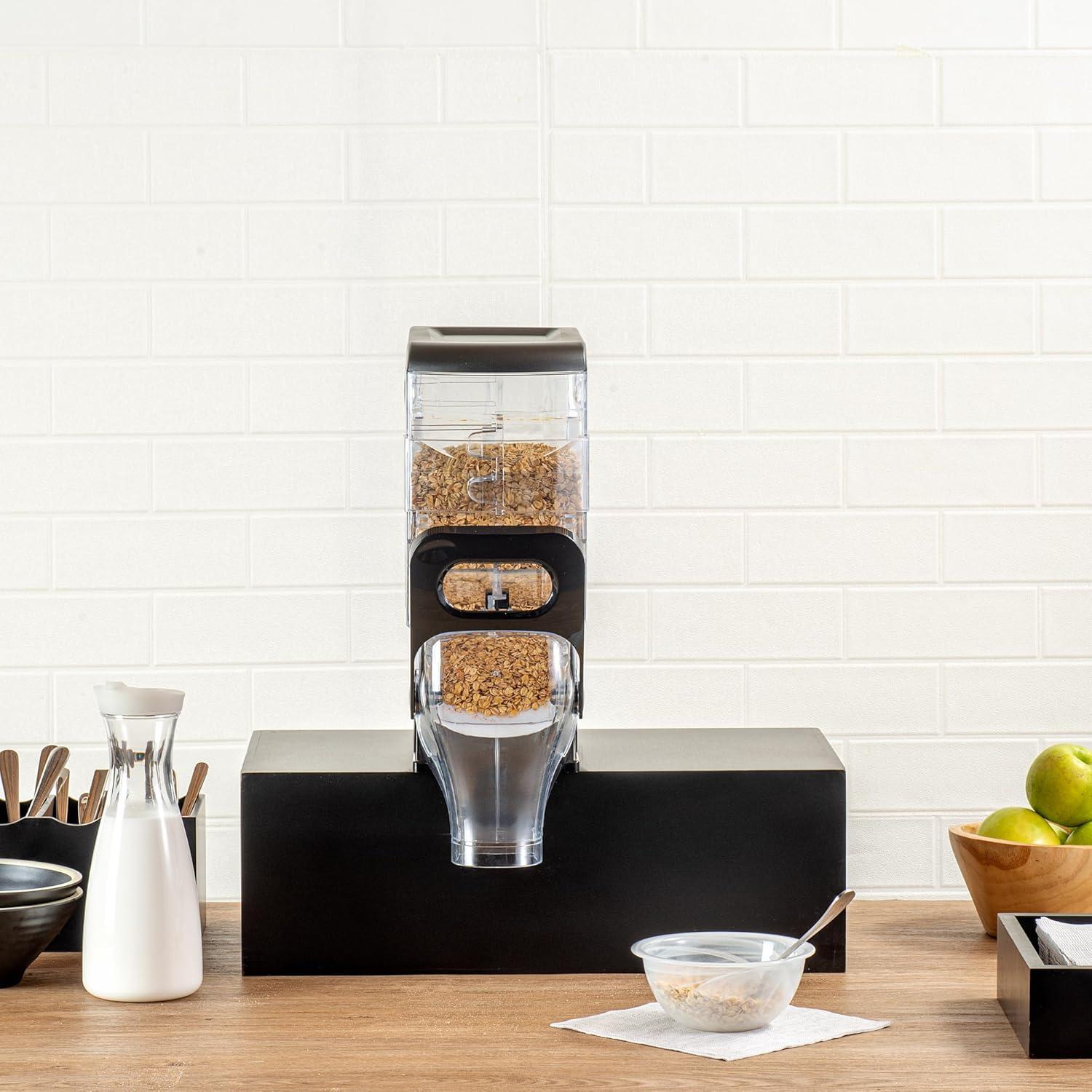 Restaurantware-Met Lux 2.1 Gallon Dry Food Dispenser, 1 Airtight Cereal Dispenser - With Base Stand, Single Control, 1 Black Plastic Grain Holder, For Snacks, Nuts, Or Coffee Beans