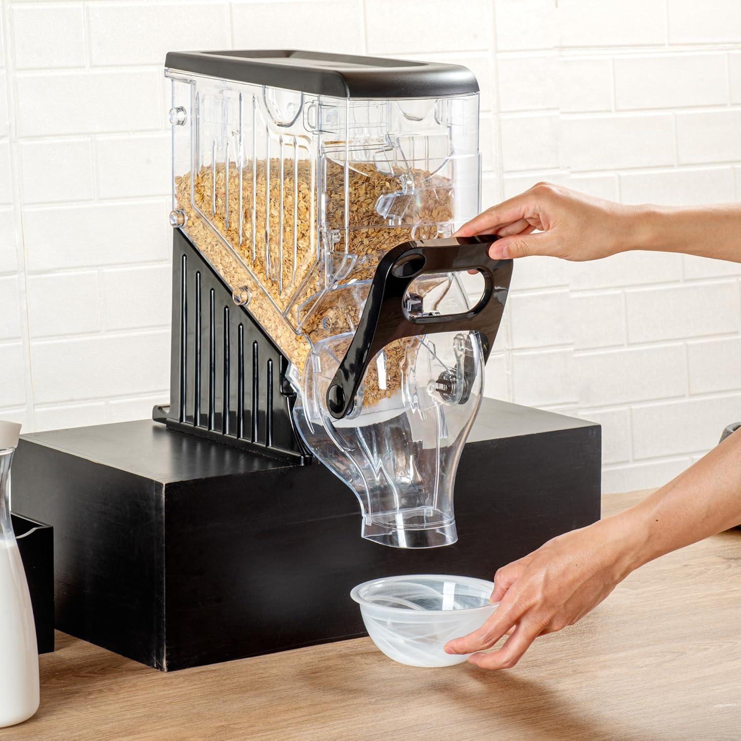 Restaurantware-Met Lux 2.1 Gallon Dry Food Dispenser, 1 Airtight Cereal Dispenser - With Base Stand, Single Control, 1 Black Plastic Grain Holder, For Snacks, Nuts, Or Coffee Beans