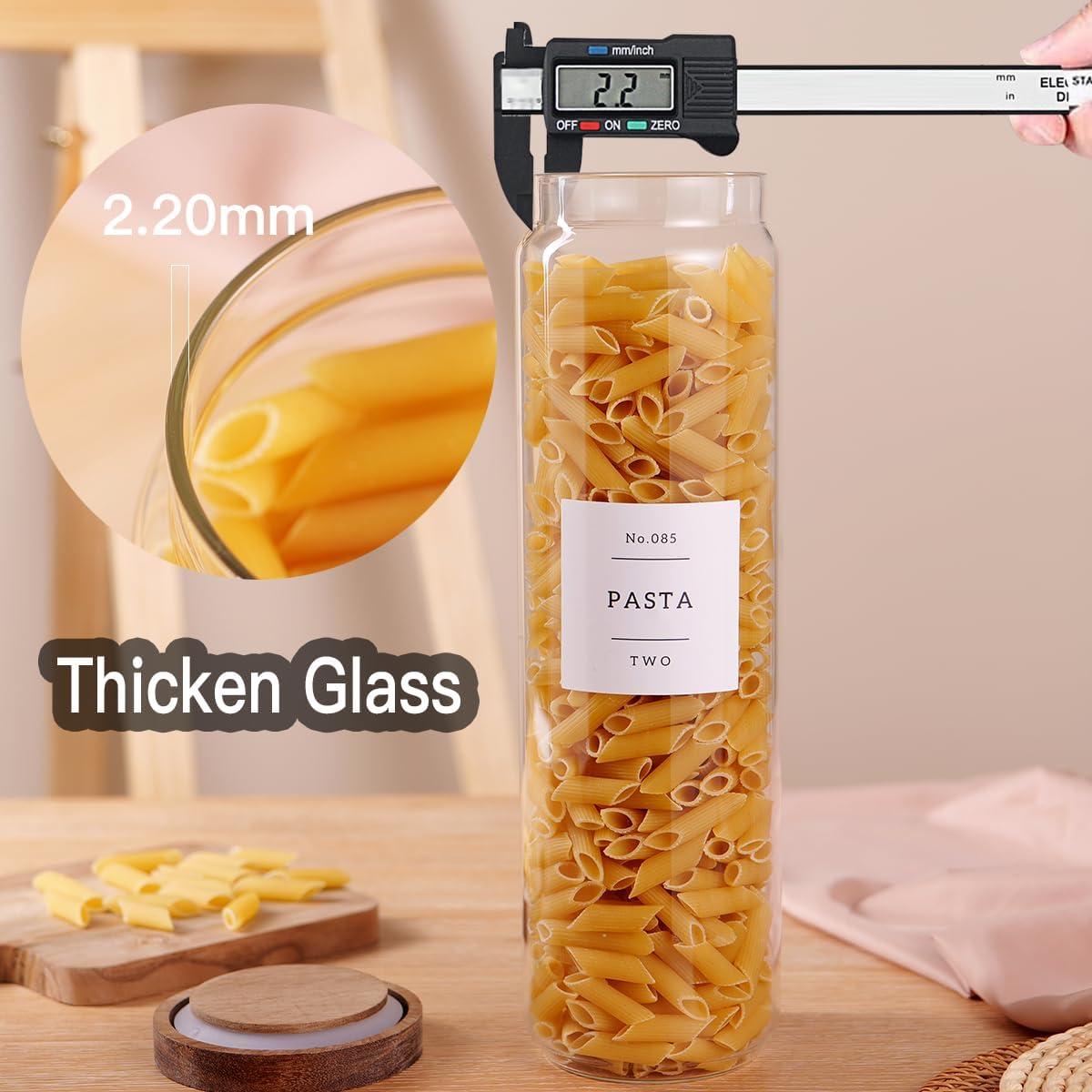 Set de 3 Tarros de Almacenamiento de Vidrio CZZGSM 1.42L con Tapa Hermética de Acacia y 132 Etiquetas