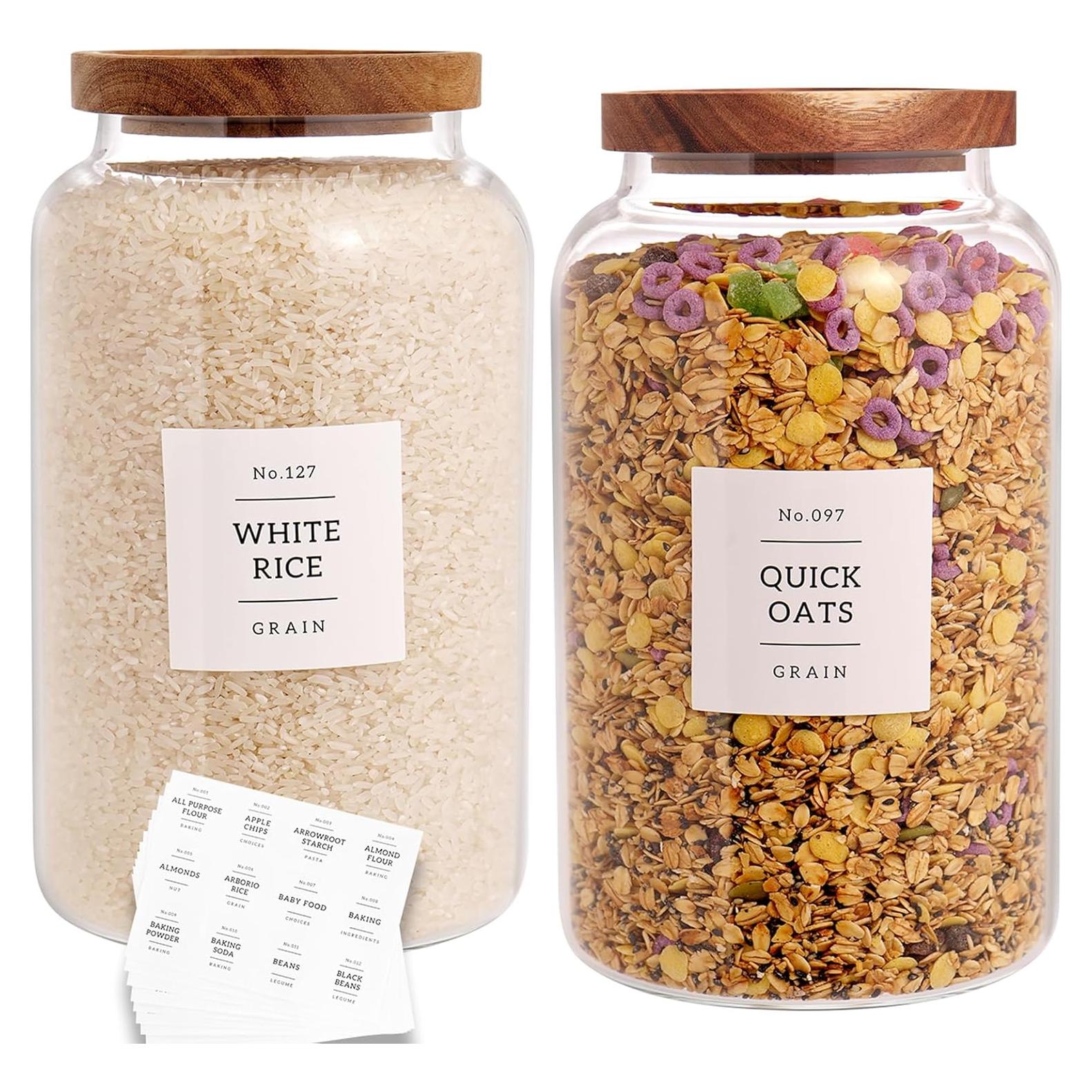 Juego de 2 tarros de vidrio herméticos CZHQSMZ 2800ml con tapa de acacia