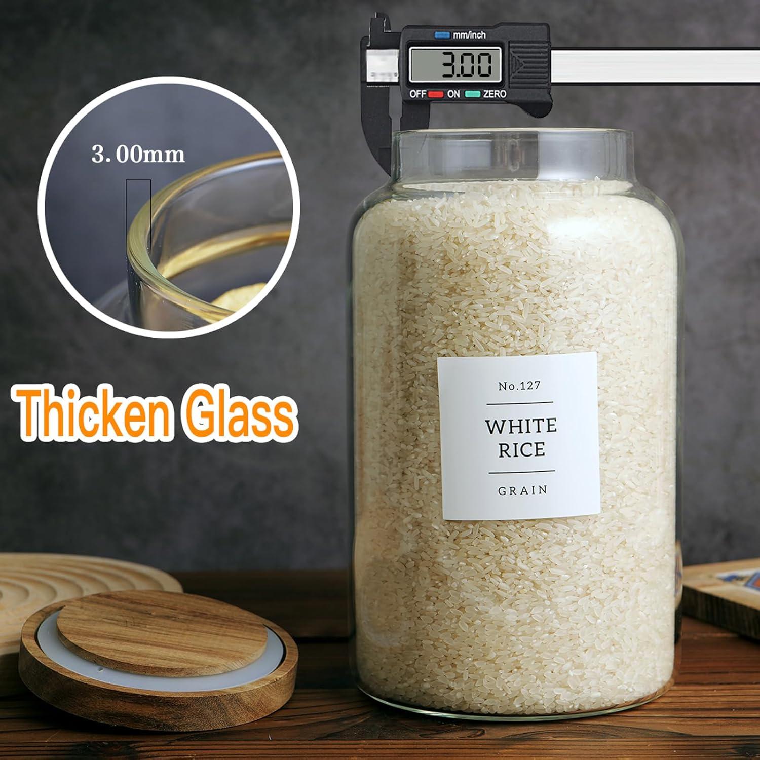 Juego de 2 tarros de vidrio herméticos CZHQSMZ 2800ml con tapa de acacia