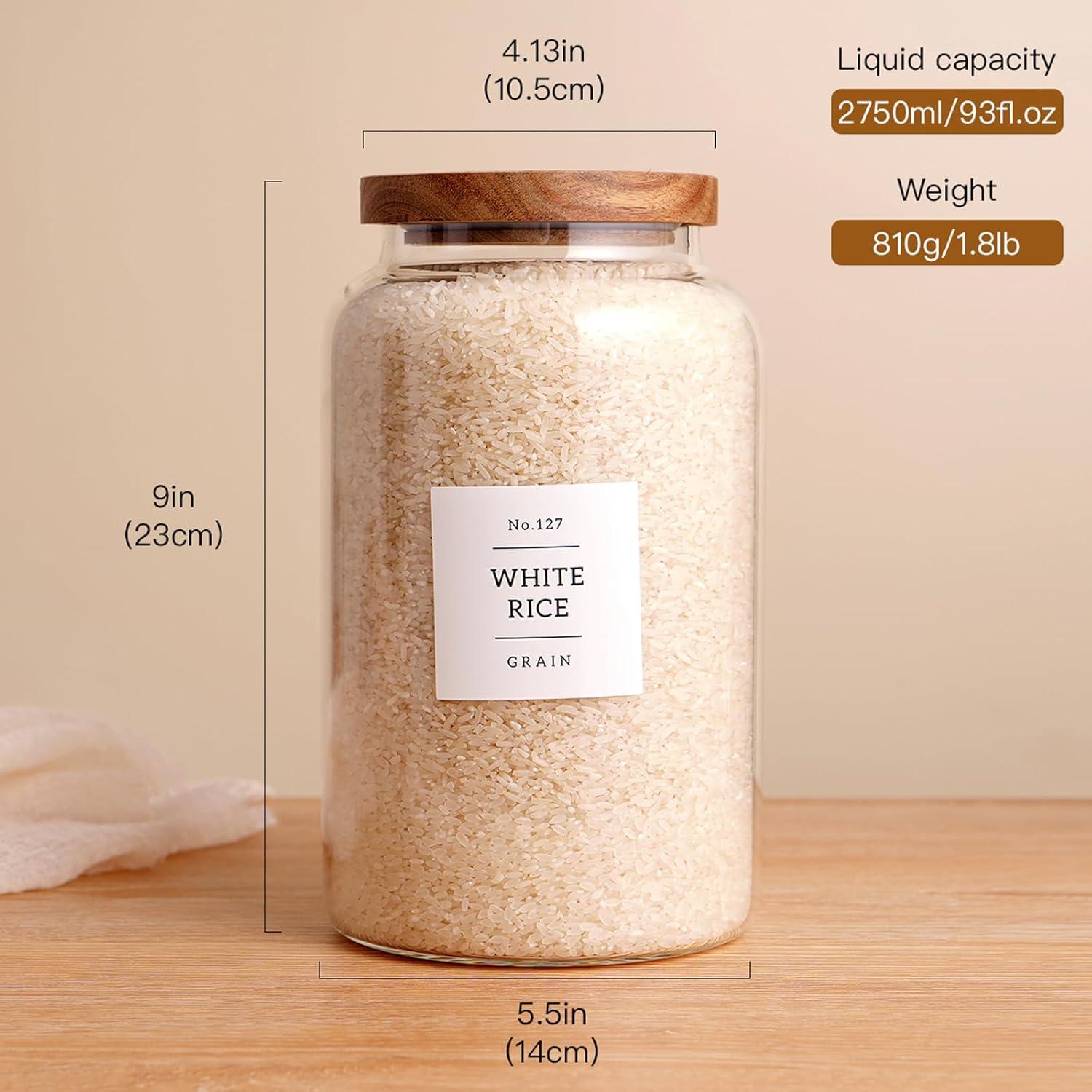 Juego de 2 tarros de vidrio herméticos CZHQSMZ 2800ml con tapa de acacia