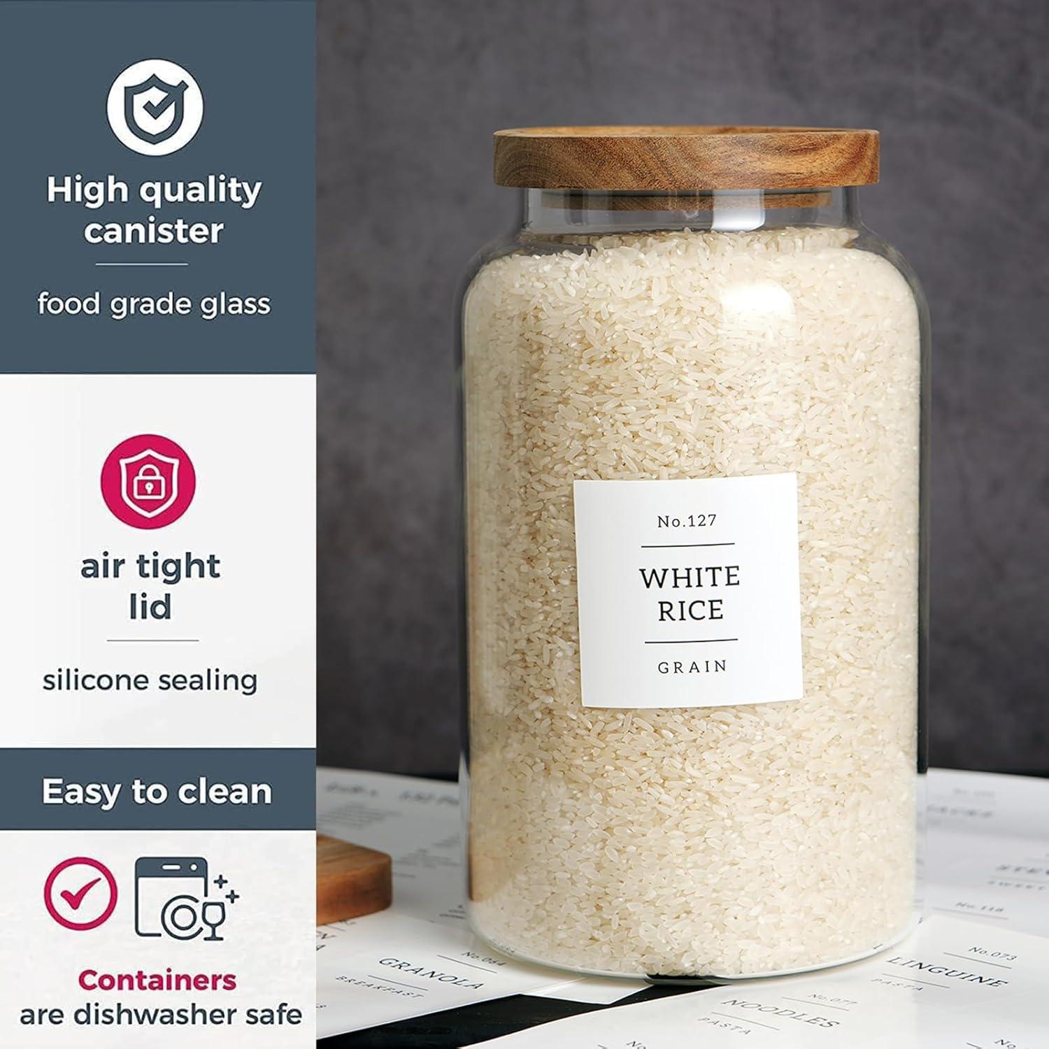 Juego de 2 tarros de vidrio herméticos CZHQSMZ 2800ml con tapa de acacia