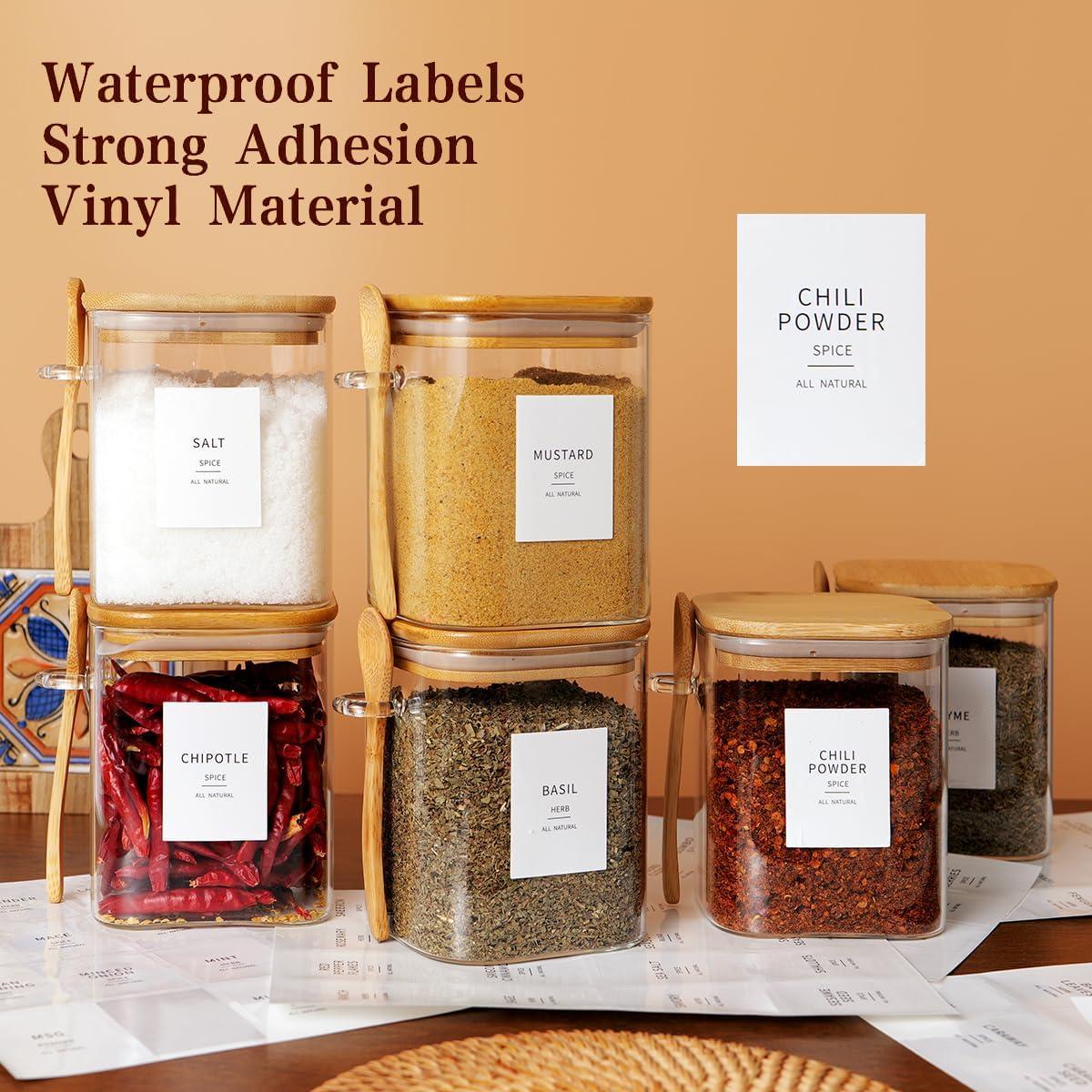 Set de 6 Tarros de Vidrio Cuadrados 0.8L con Tapa de Bambú y Cuchara