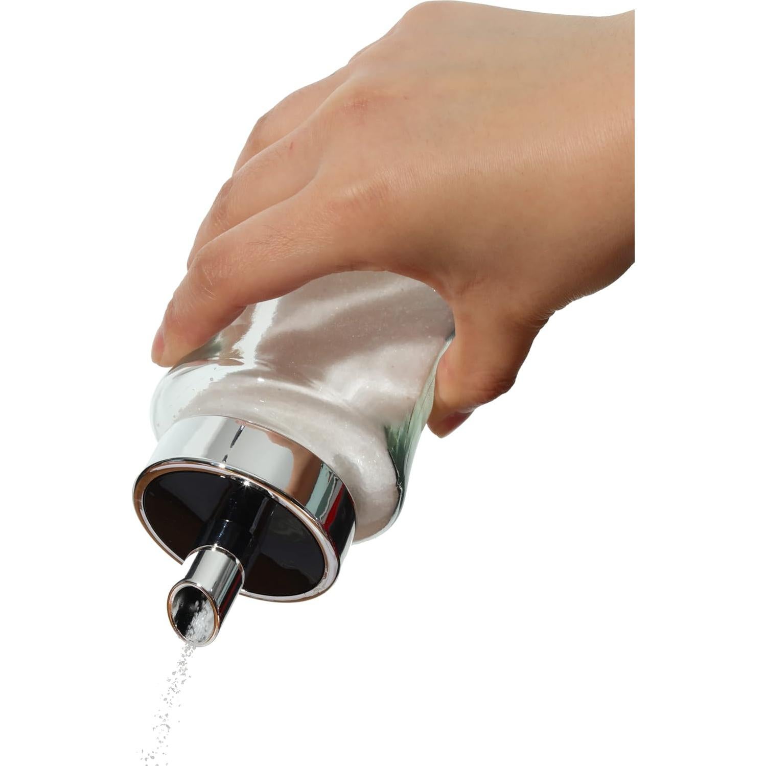 J&M DESIGN Sugar Dispenser with Pour Spout & Shaker For Coffee, Cereal Bowl, Tea & Baking Lid for Easy Spoon Measuring Pour - 7.5oz Glass Jar Container - Dishwasher Safe