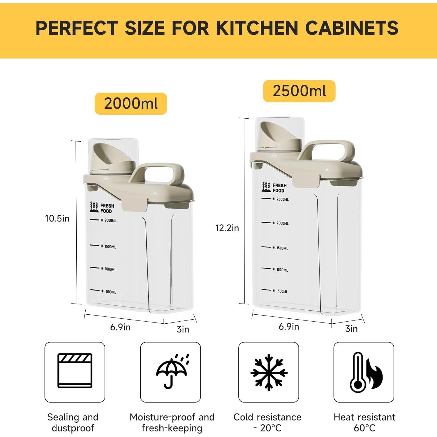 Contenedores de Almacenamiento de Alimentos SZRENZHU 4PC 2.5L