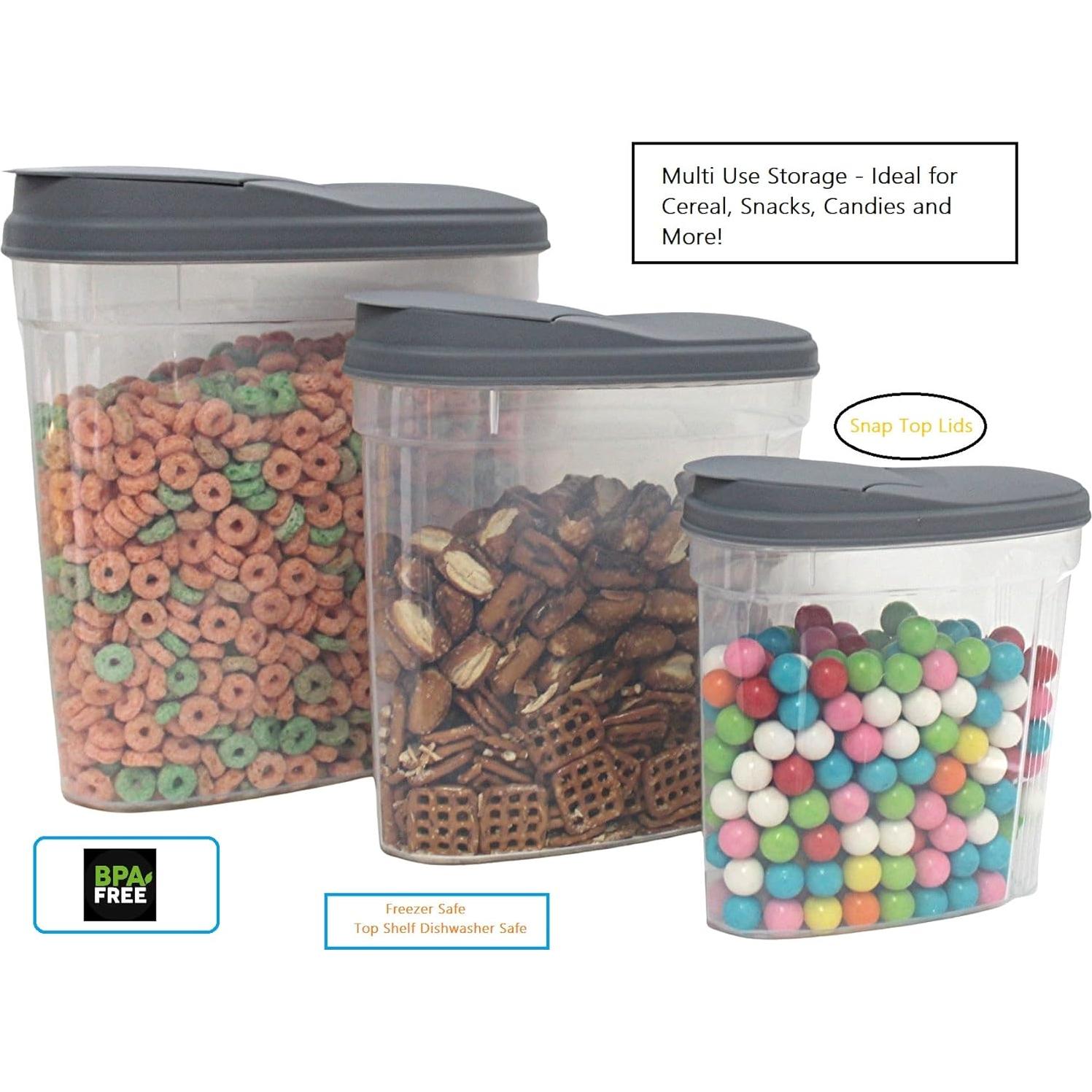 Conjunto de 3 dispensadores de cereal Dependable - Herméticos y apilables