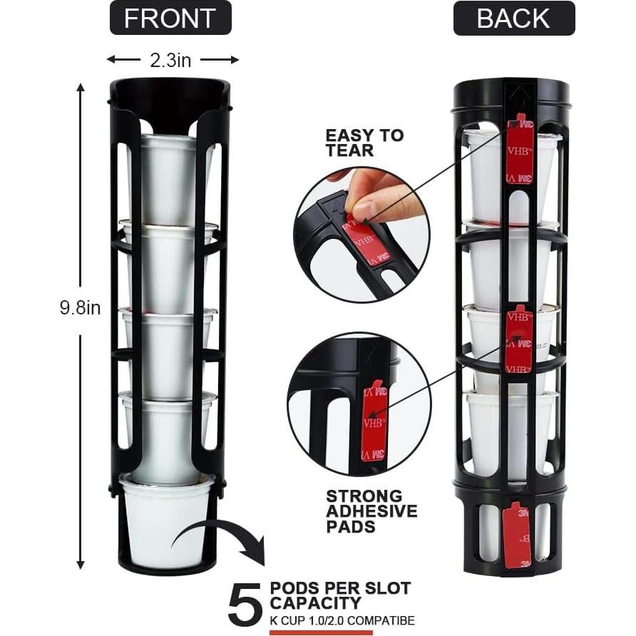 Soporte para cápsulas de café K-Cup SUNGRACE, 2 unidades, negro