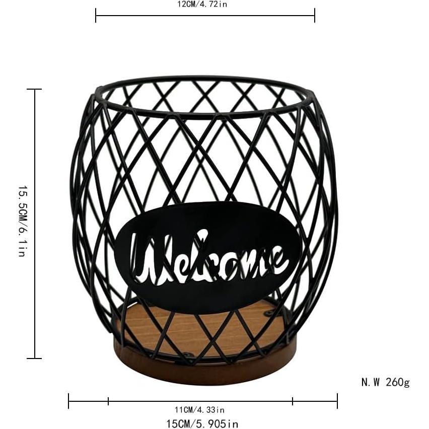 Cesta de Almacenamiento para Cápsulas de Café Negro - Madera y Metal