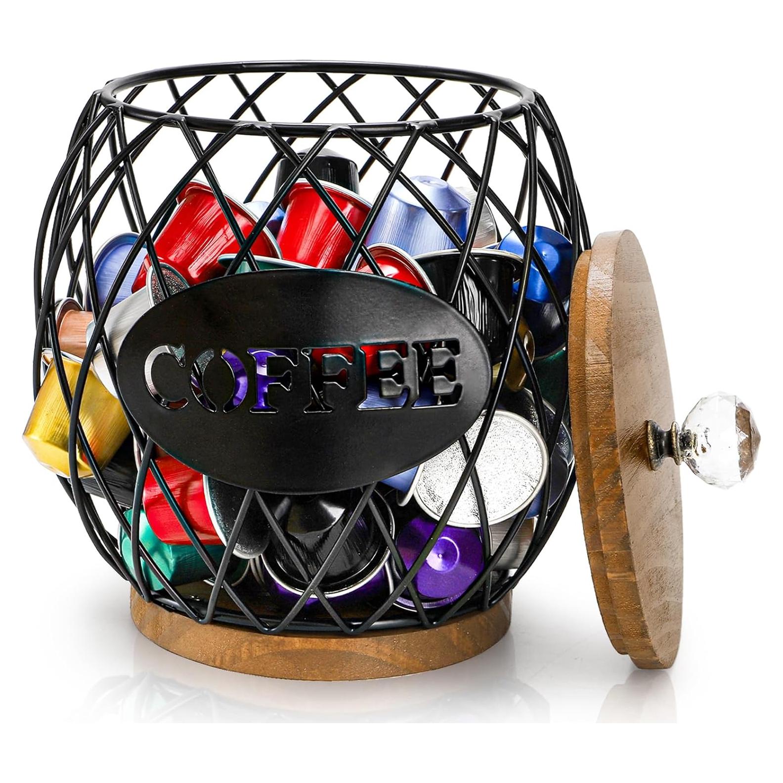 Soporte redondo para cápsulas de café WRINGKIT con tapa