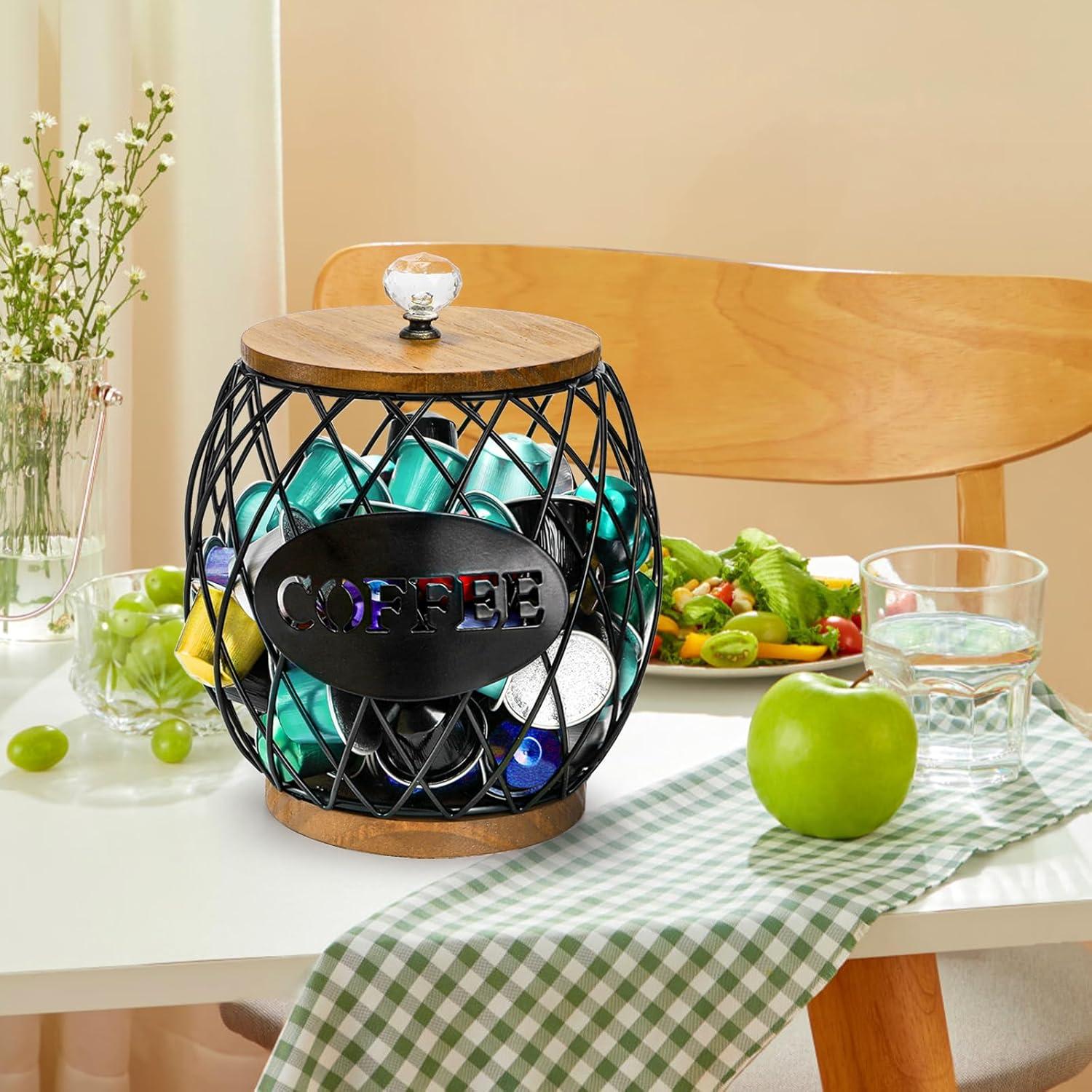 Soporte redondo para cápsulas de café WRINGKIT con tapa