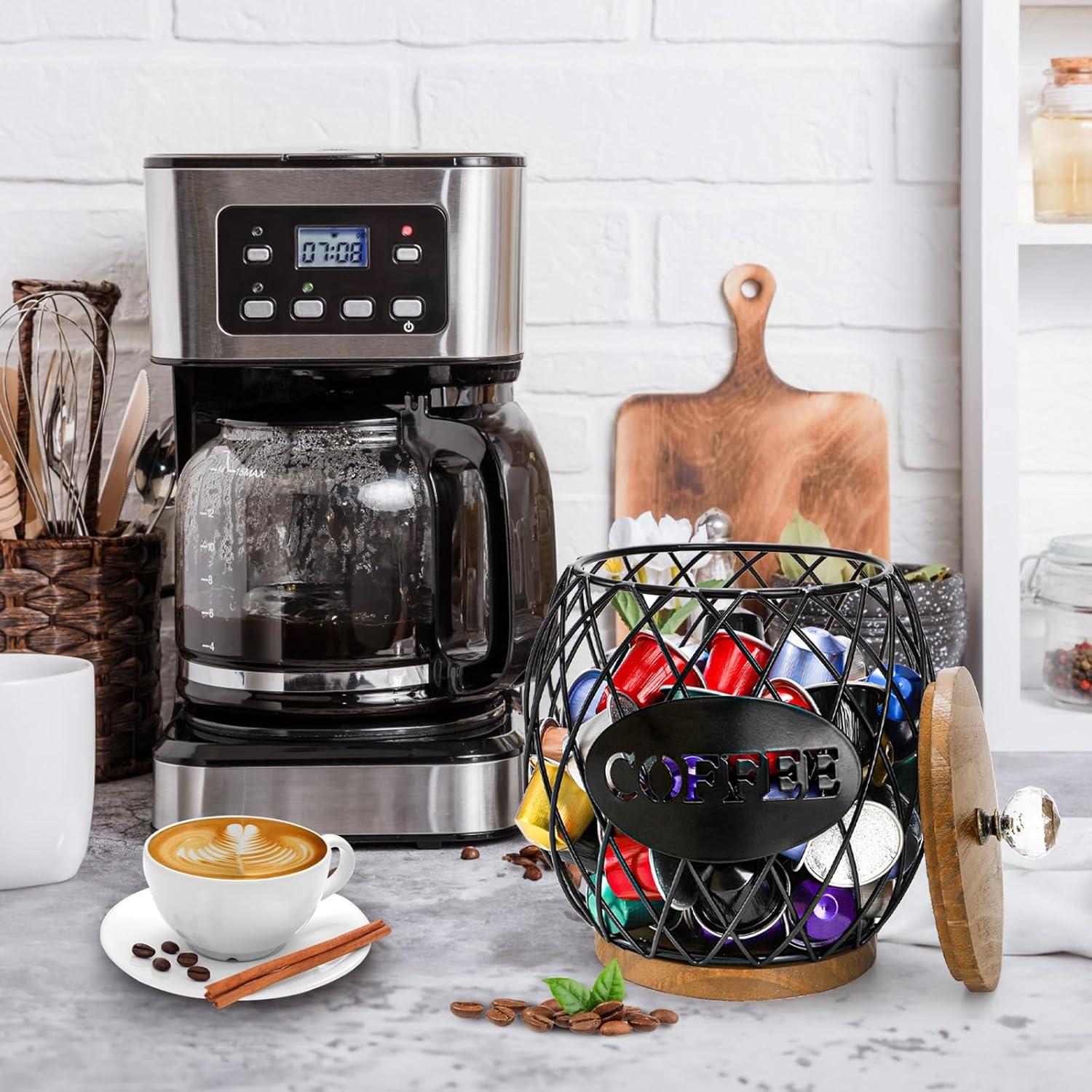 Soporte redondo para cápsulas de café WRINGKIT con tapa