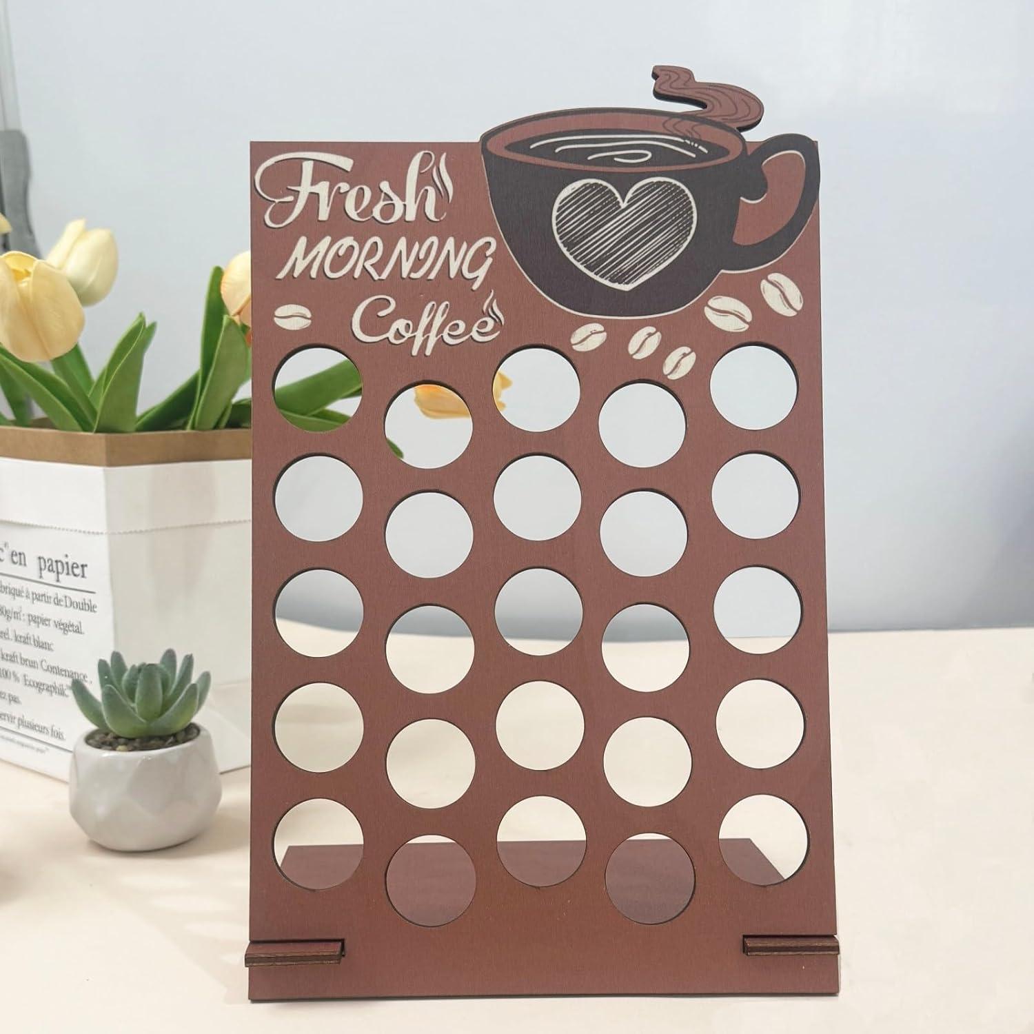 Soporte de cápsulas de café de madera K Cup - Organizador 25 tazas