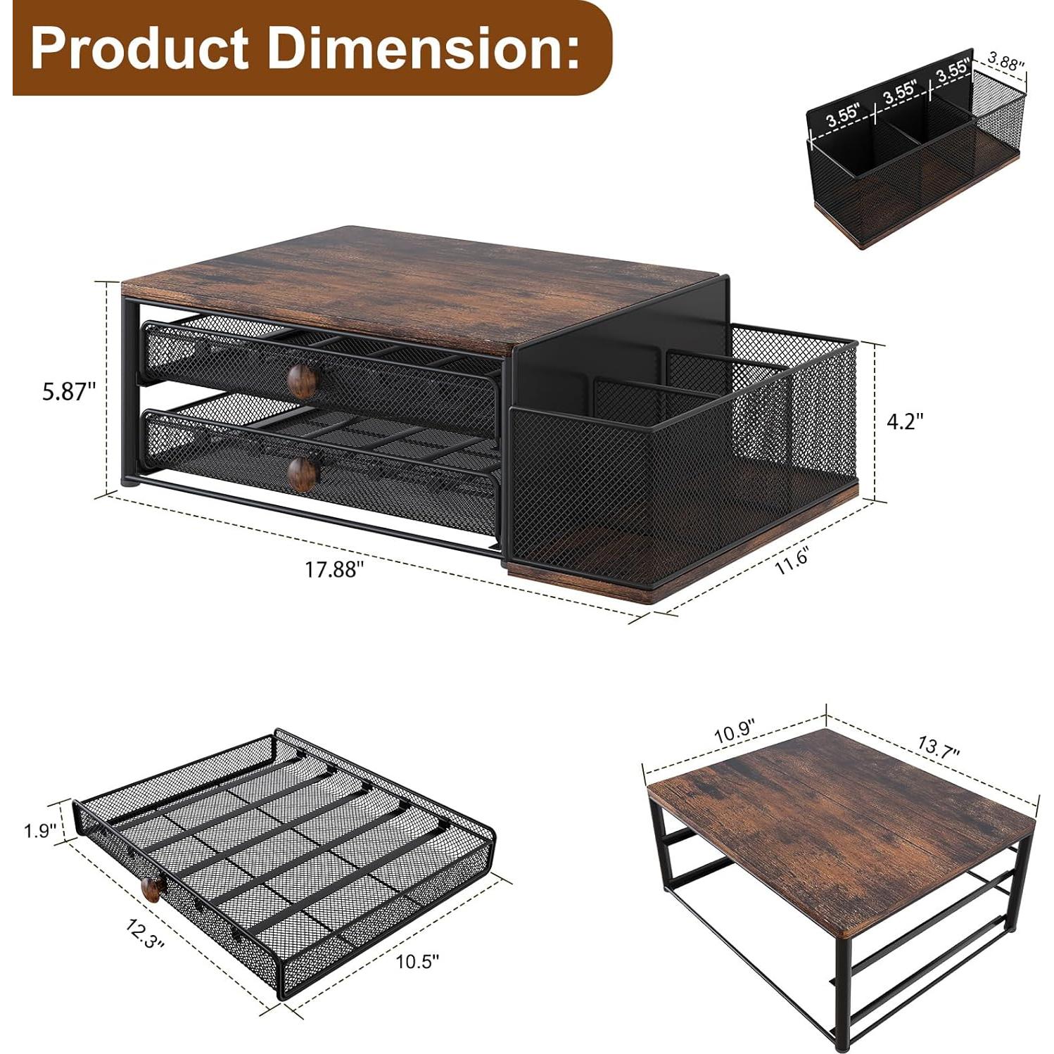 Soporte para K Cup TQVAI - Organizador de 60 Cápsulas Negro