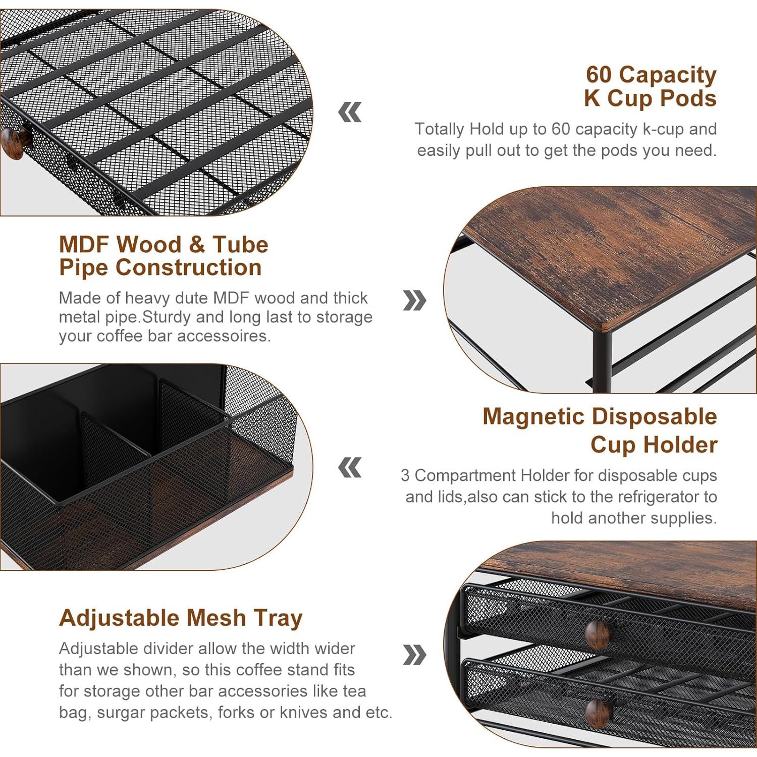 Soporte para K Cup TQVAI - Organizador de 60 Cápsulas Negro