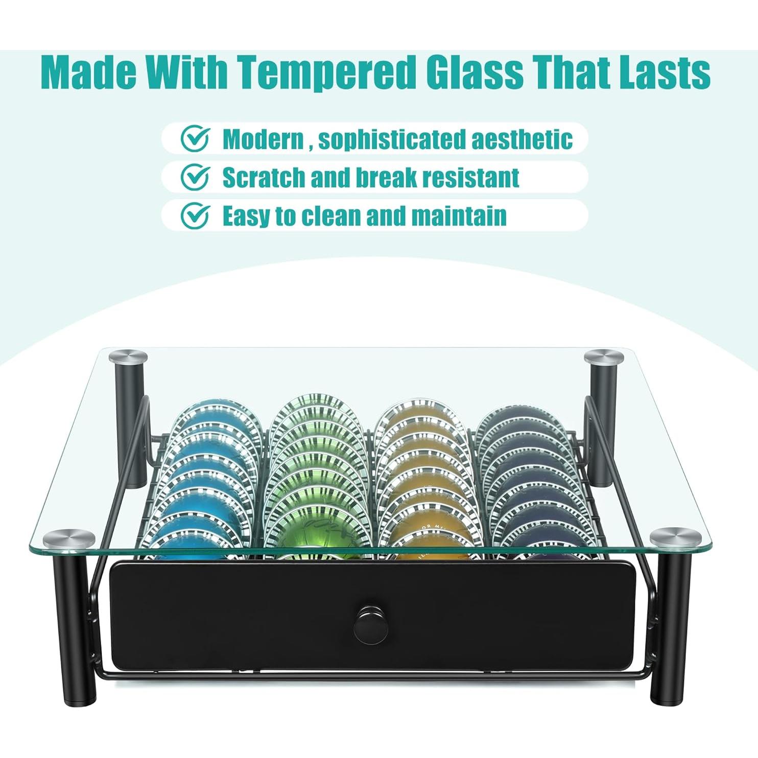 Cajón para cápsulas de café ROWISE vidrio templado 40 cápsulas