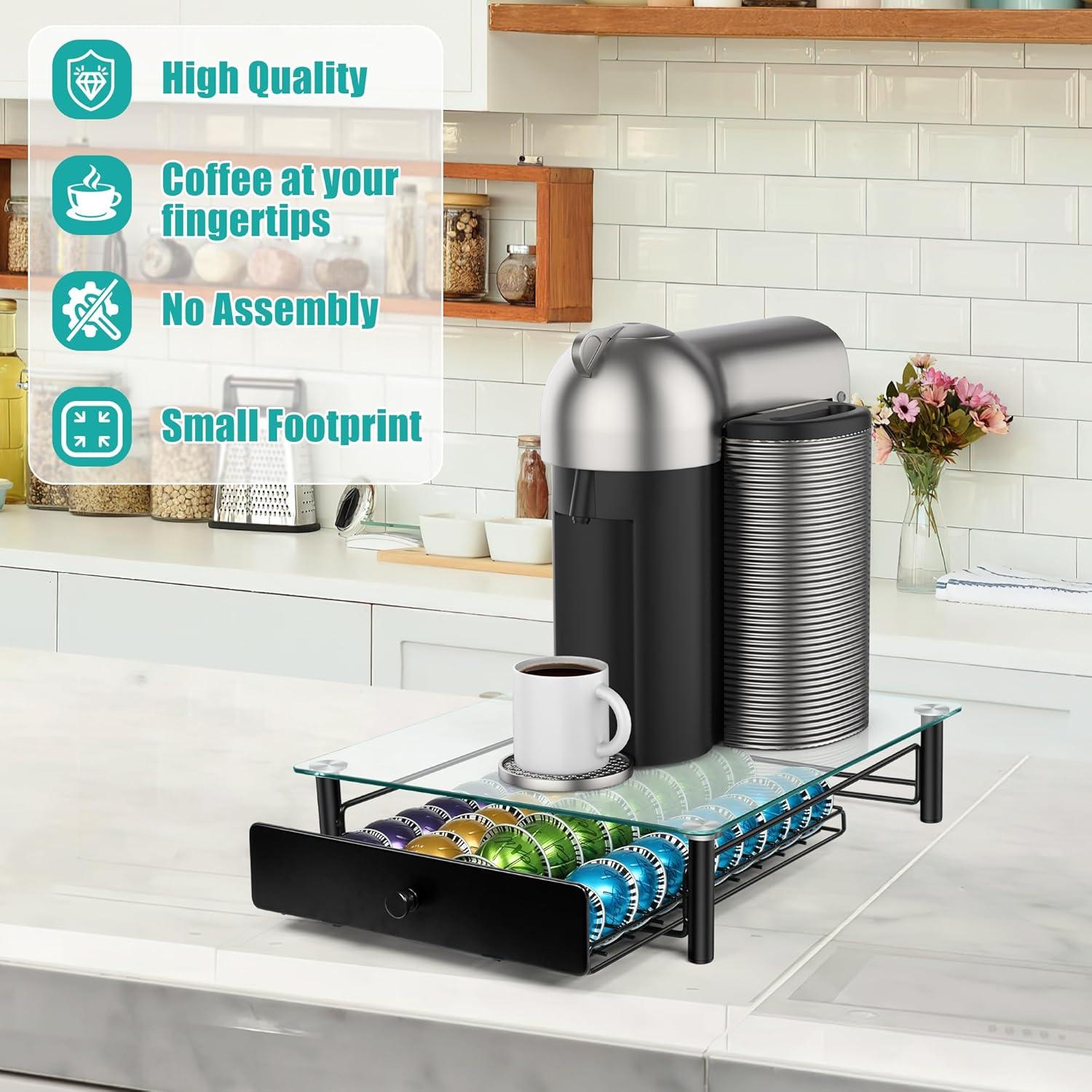 Cajón para cápsulas de café ROWISE vidrio templado 40 cápsulas