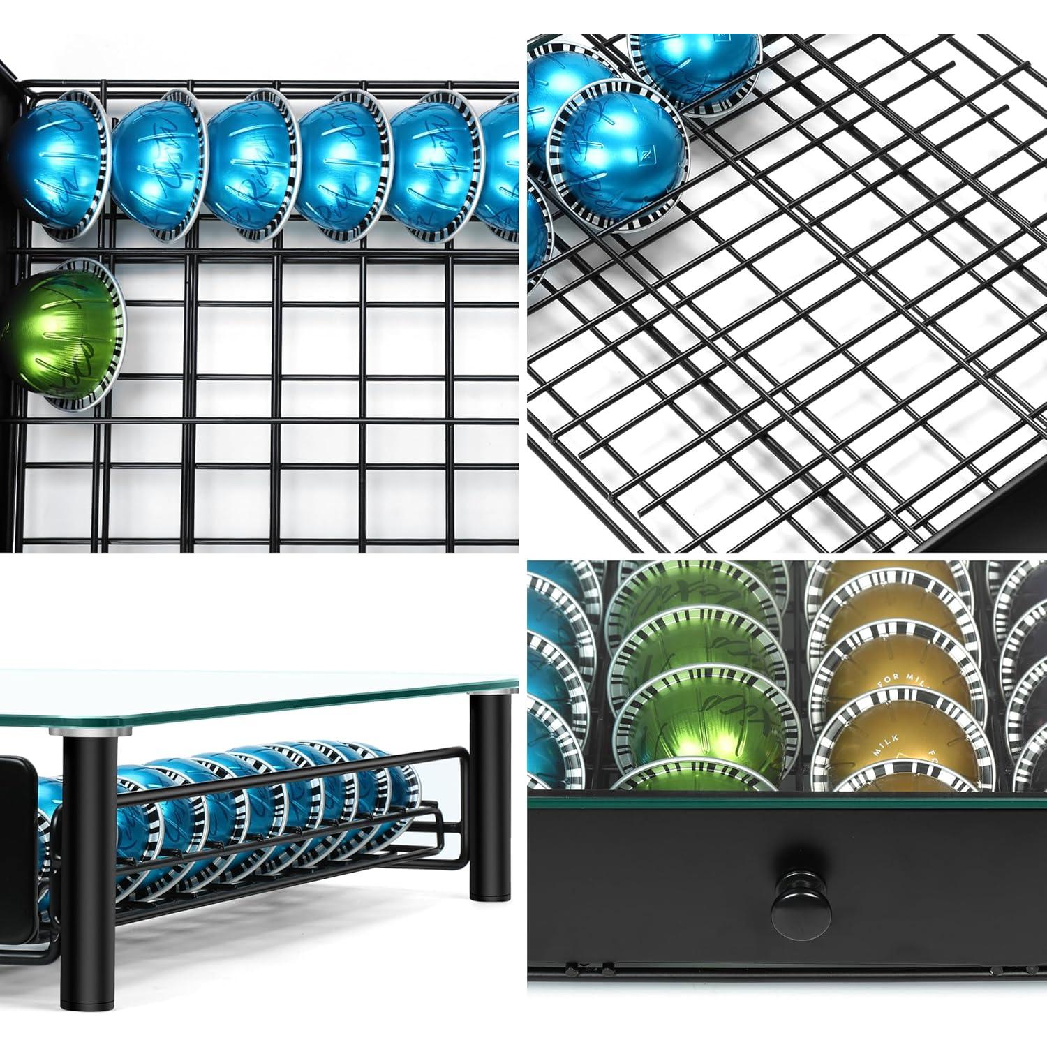 Cajón para cápsulas de café ROWISE vidrio templado 40 cápsulas