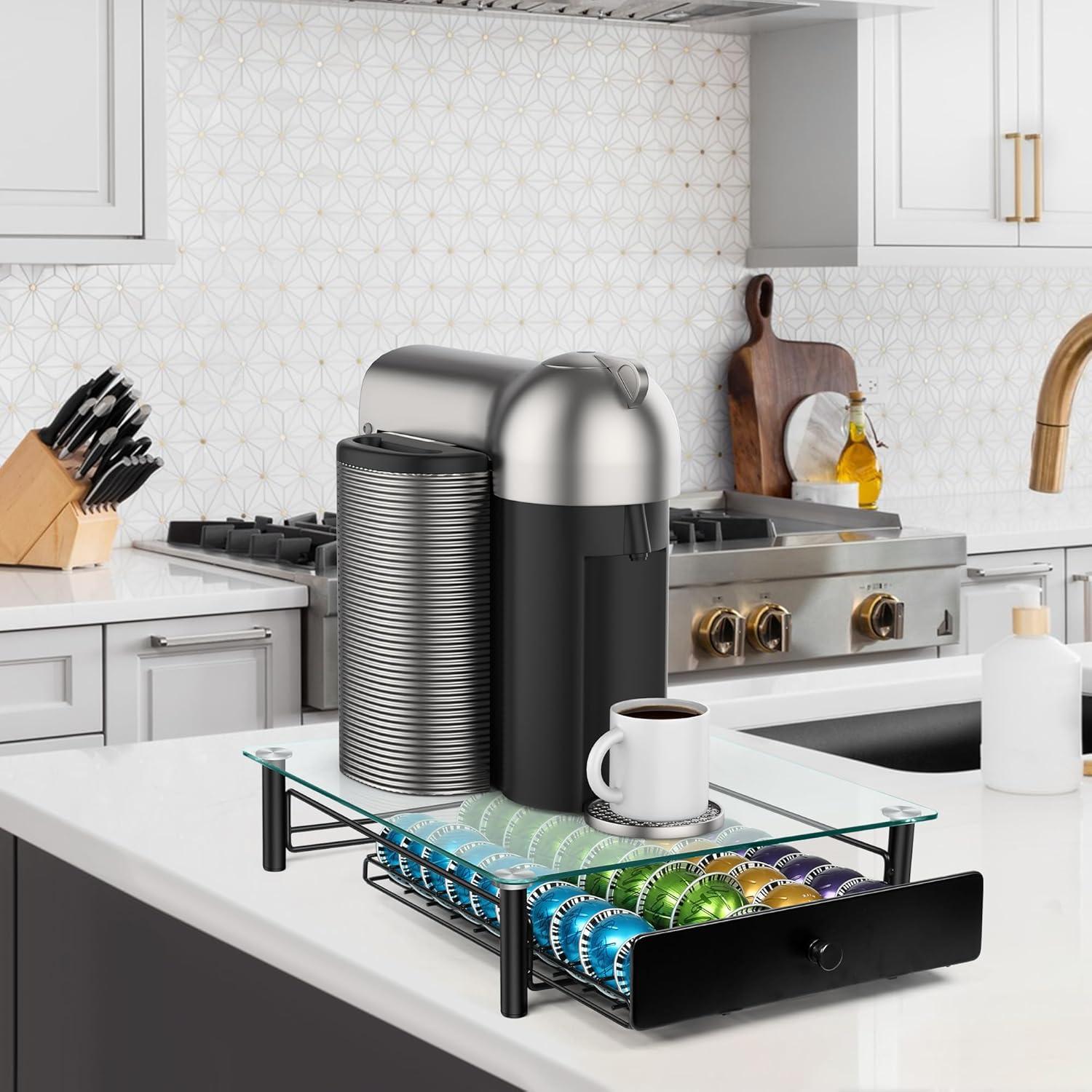 Cajón para cápsulas de café ROWISE vidrio templado 40 cápsulas