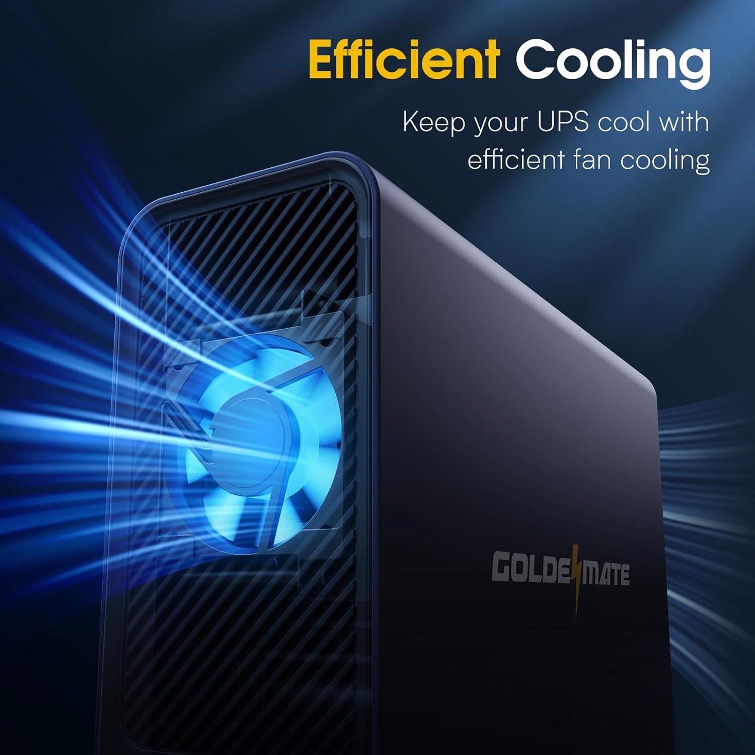 UPS 1000VA GOLDENMATE 800W 8 Salidas Pantalla LCD Gris