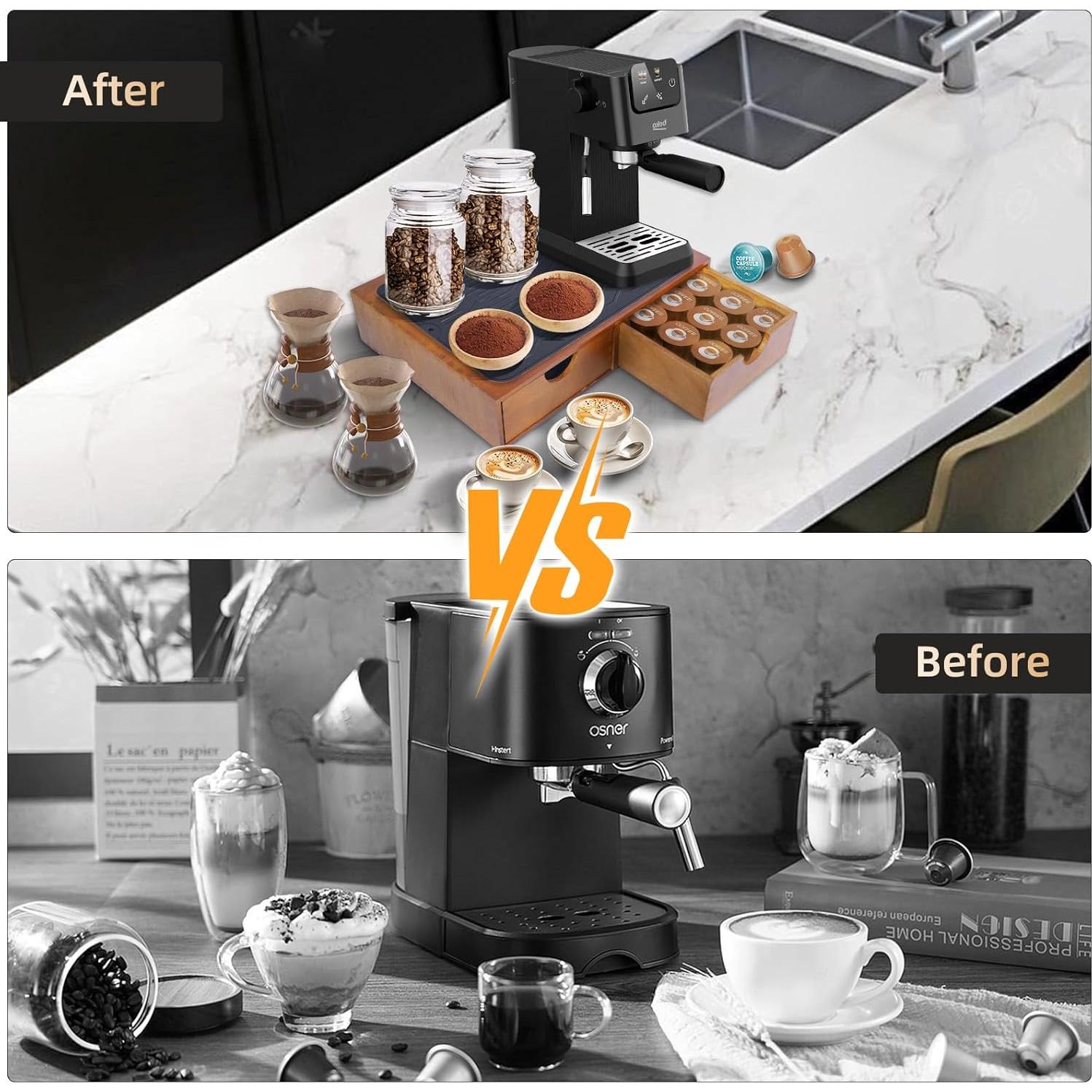 Organizador de Cajón para Cápsulas de Café Lveesto - Madera Nuez, 30 K-Cups