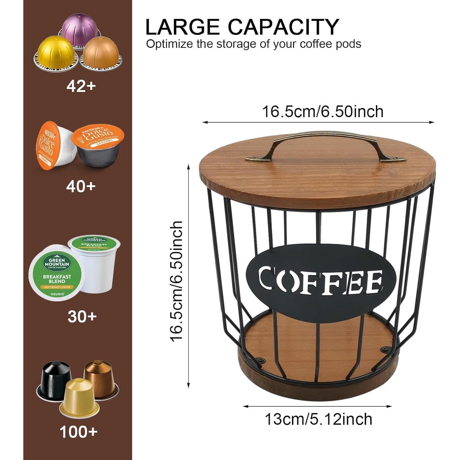Soporte Redondo para Cápsulas de Café MFBJXC con Tapa - Negro