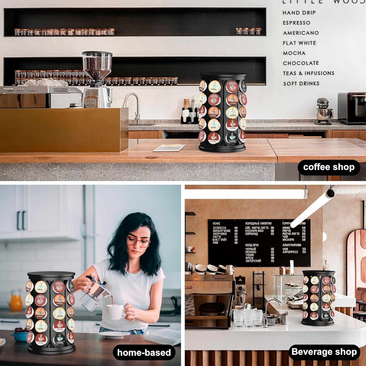 Organizador de Cápsulas de Café CEHNCEH 40 K-Cups Rotativo 360° Negro