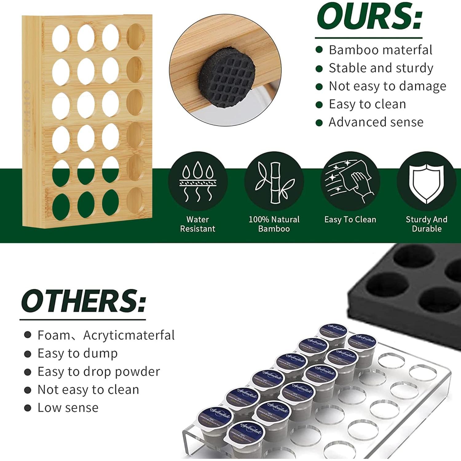 Soporte Organizador de K-Cup MinBoo de Bambú para 24 Cápsulas