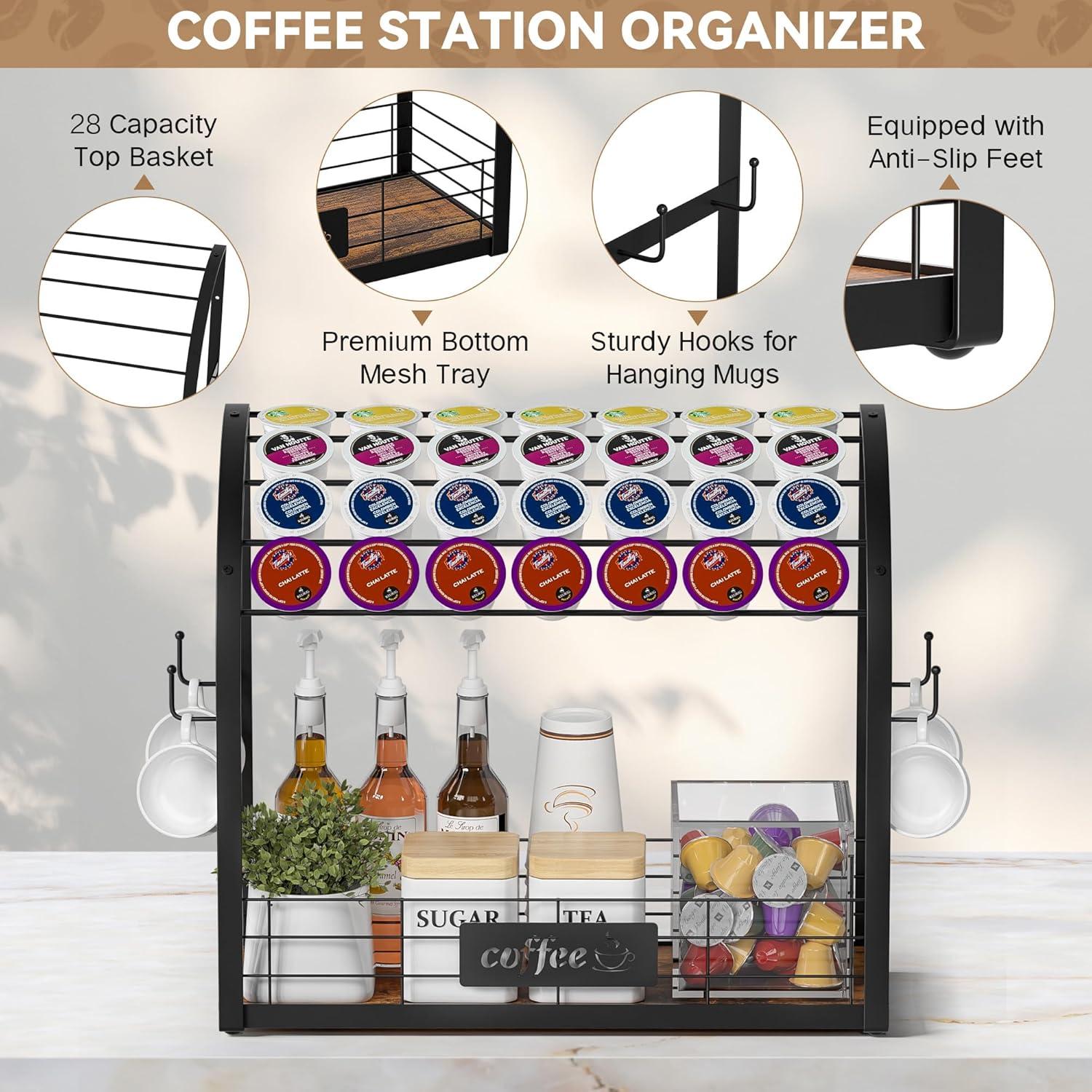 Organizador de Estación de Café Greatseas 2 Niveles Negro