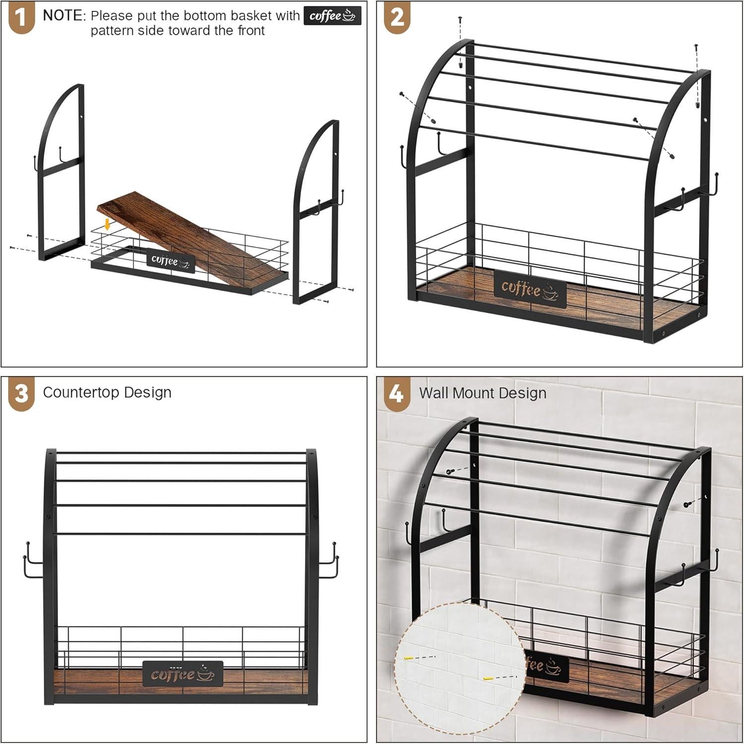Organizador de Estación de Café Greatseas 2 Niveles Negro