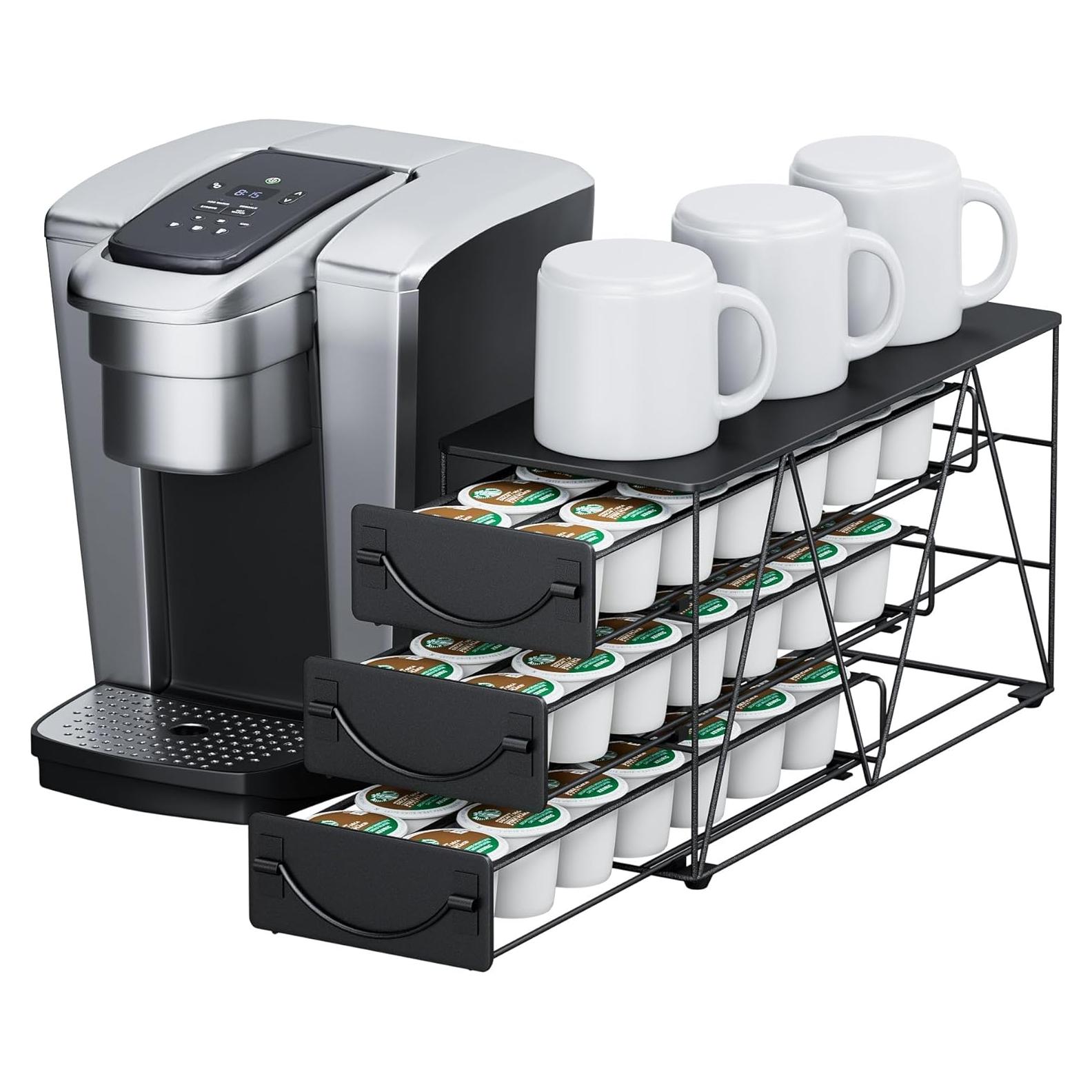 Soporte para cápsulas de café HFHOME 42 K-cups metal negro