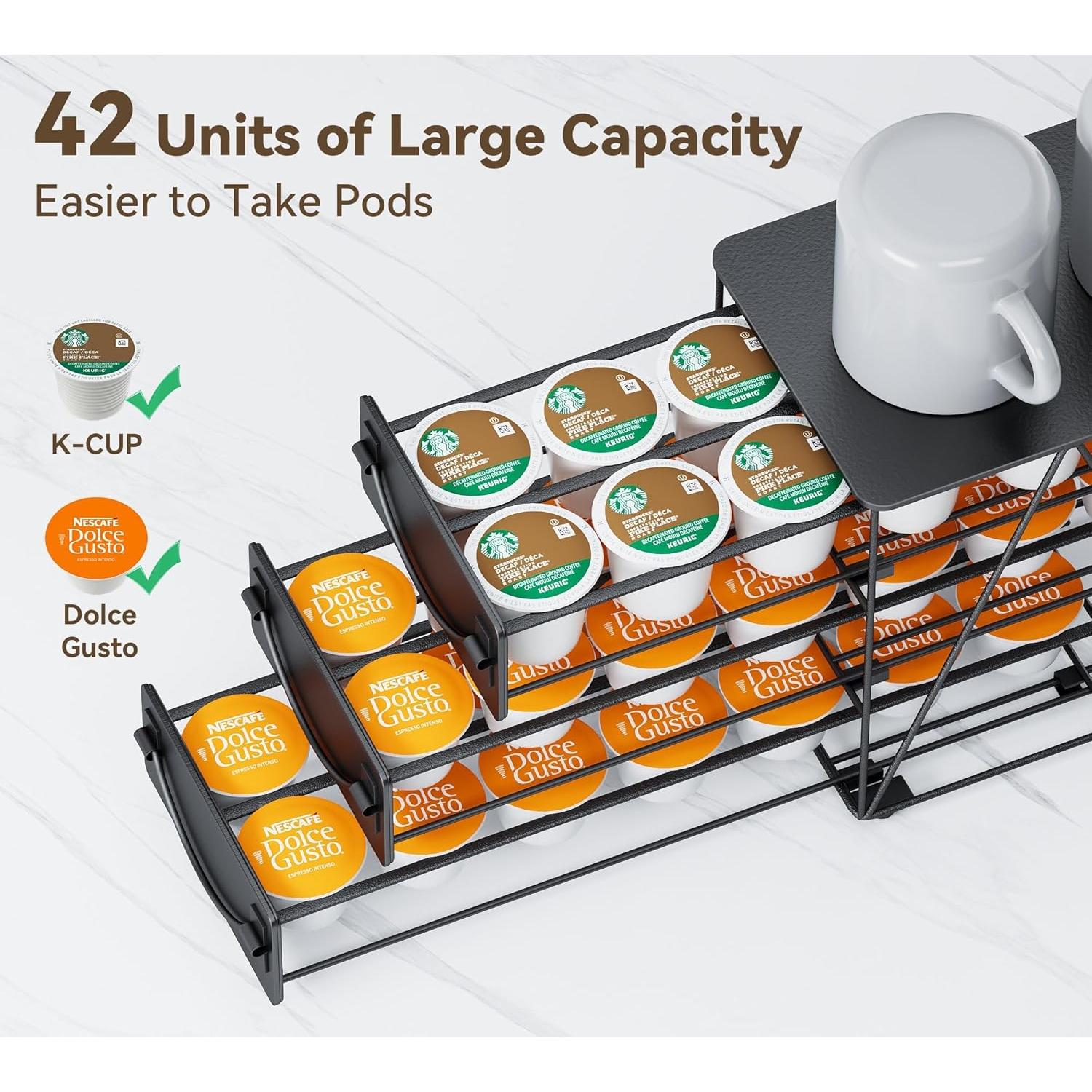 Soporte para cápsulas de café HFHOME 42 K-cups metal negro
