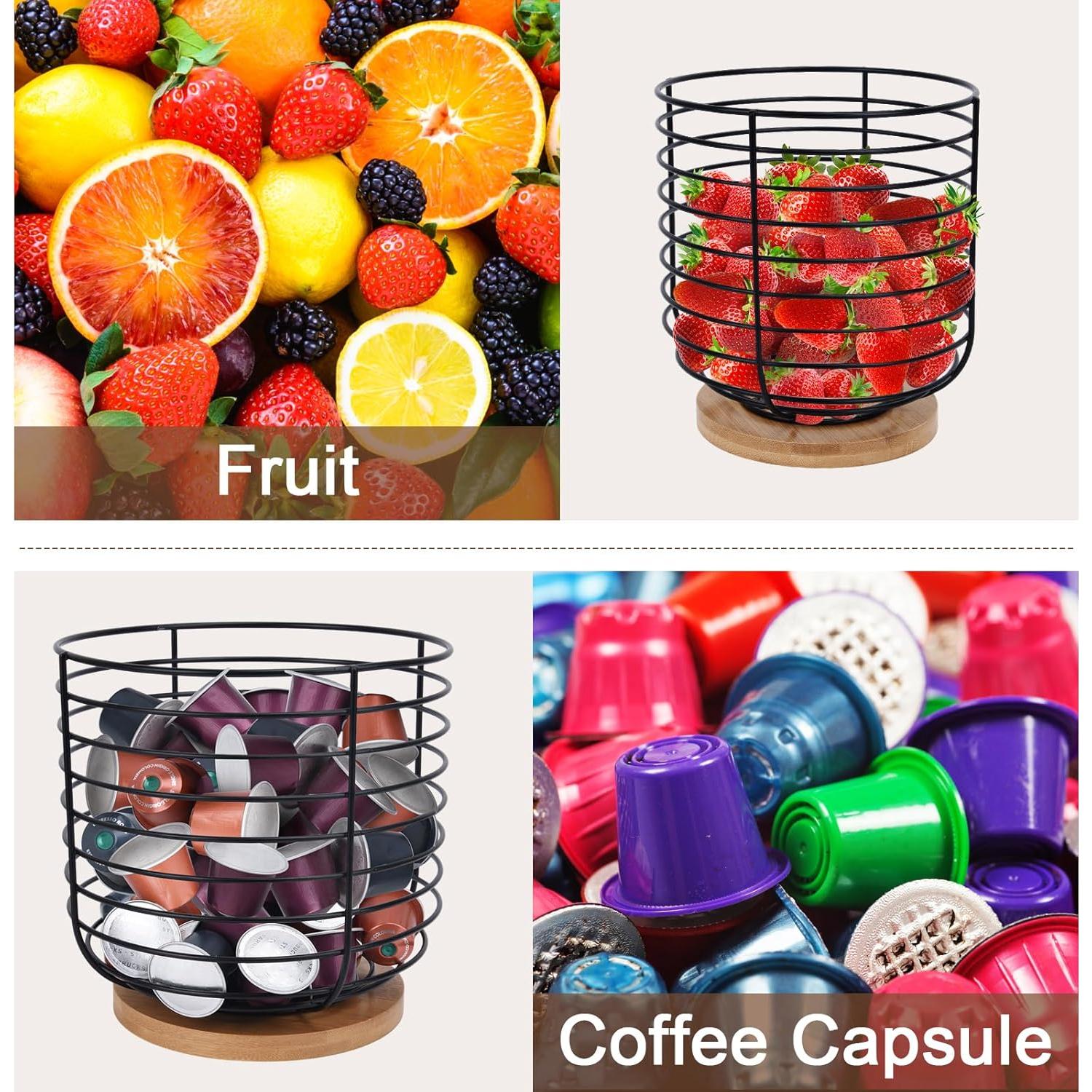 Organizador de K Cup Yaenoei 2 Piezas Metal y Bambú